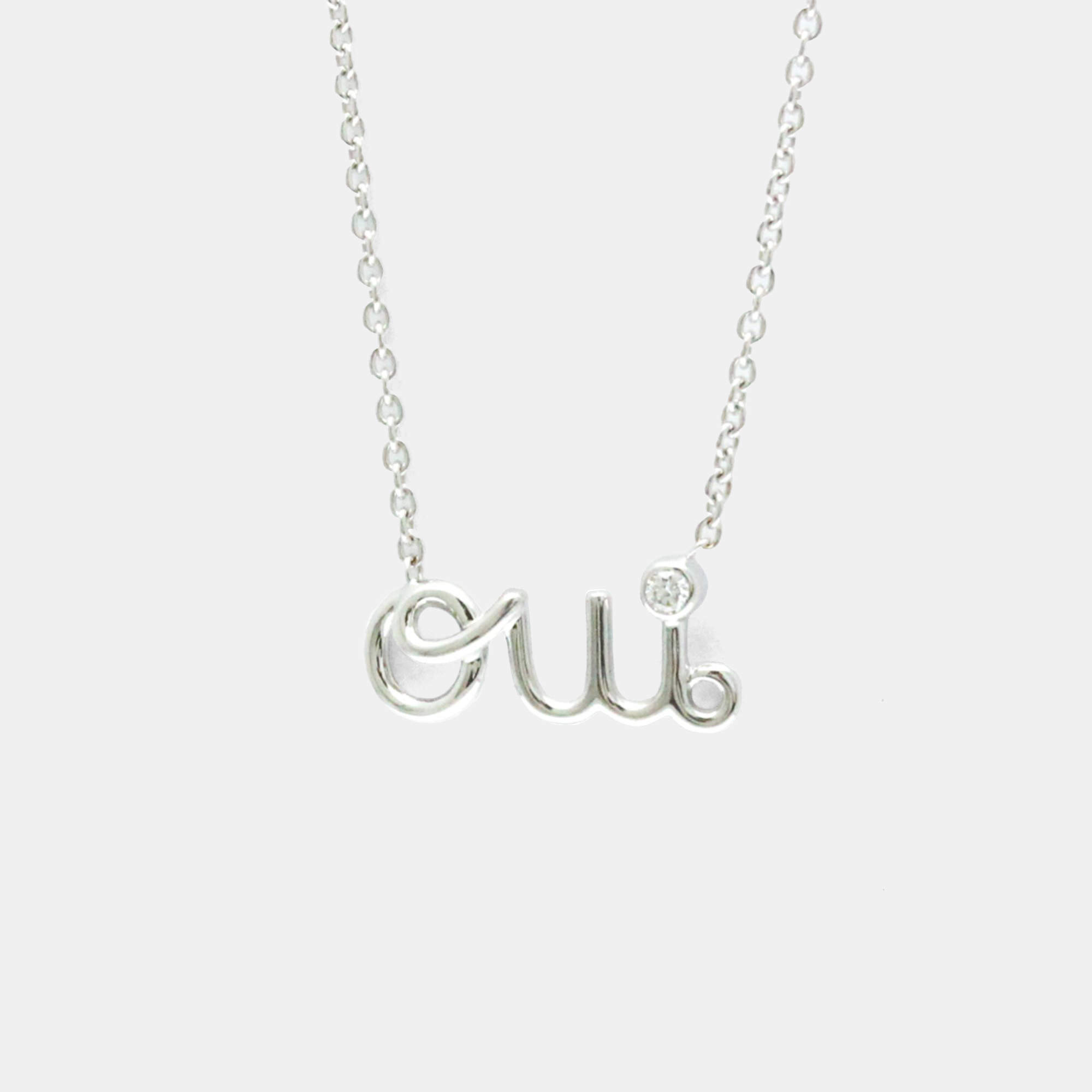 Christian Dior 18K White Gold Diamond Dioramour Pendant Necklace
