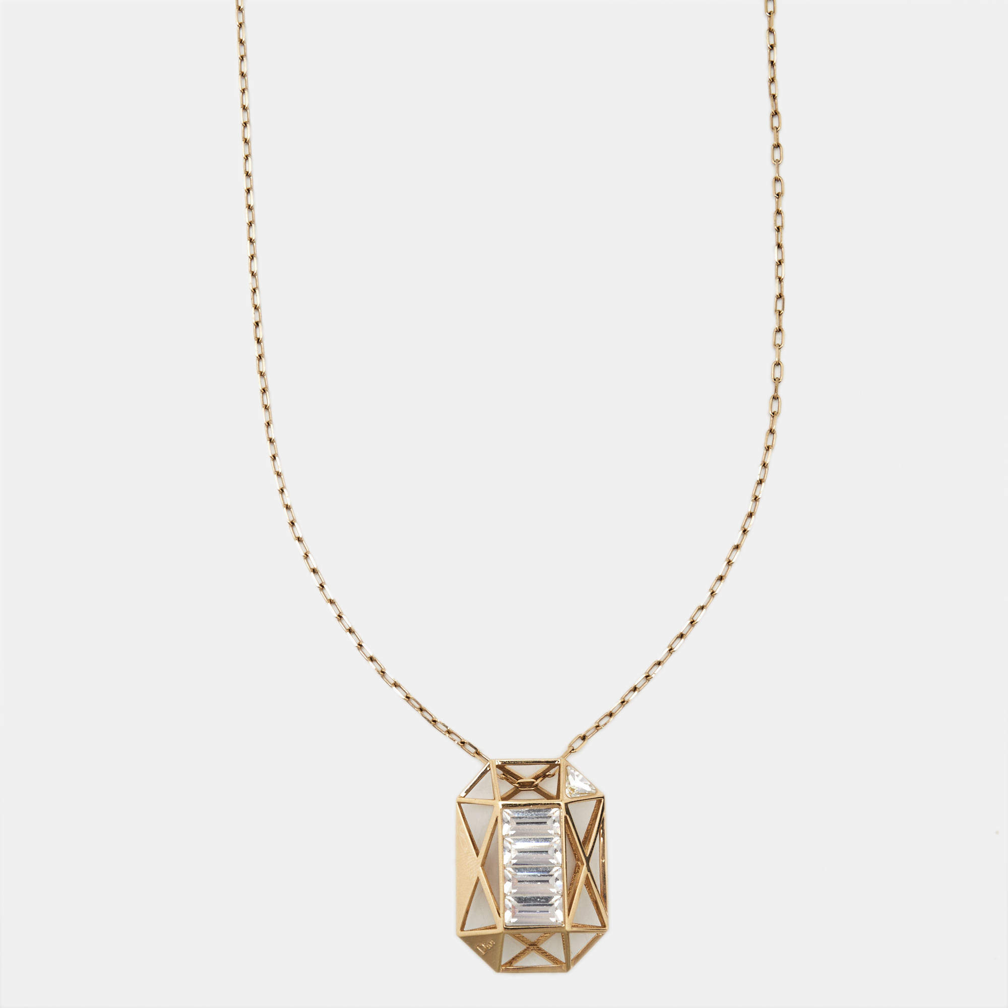 Dior Crystals Gold Tone Long Necklace