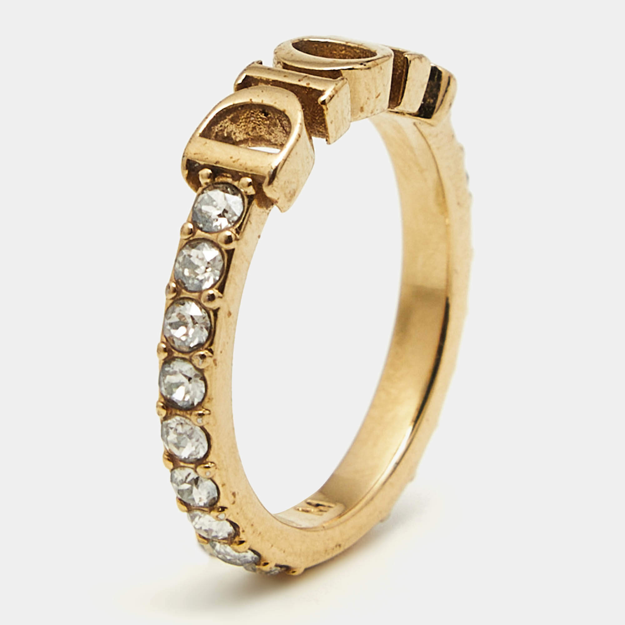 Christian Dior Dio(R)evolution Crystals Gold Tone Ring SIze 52