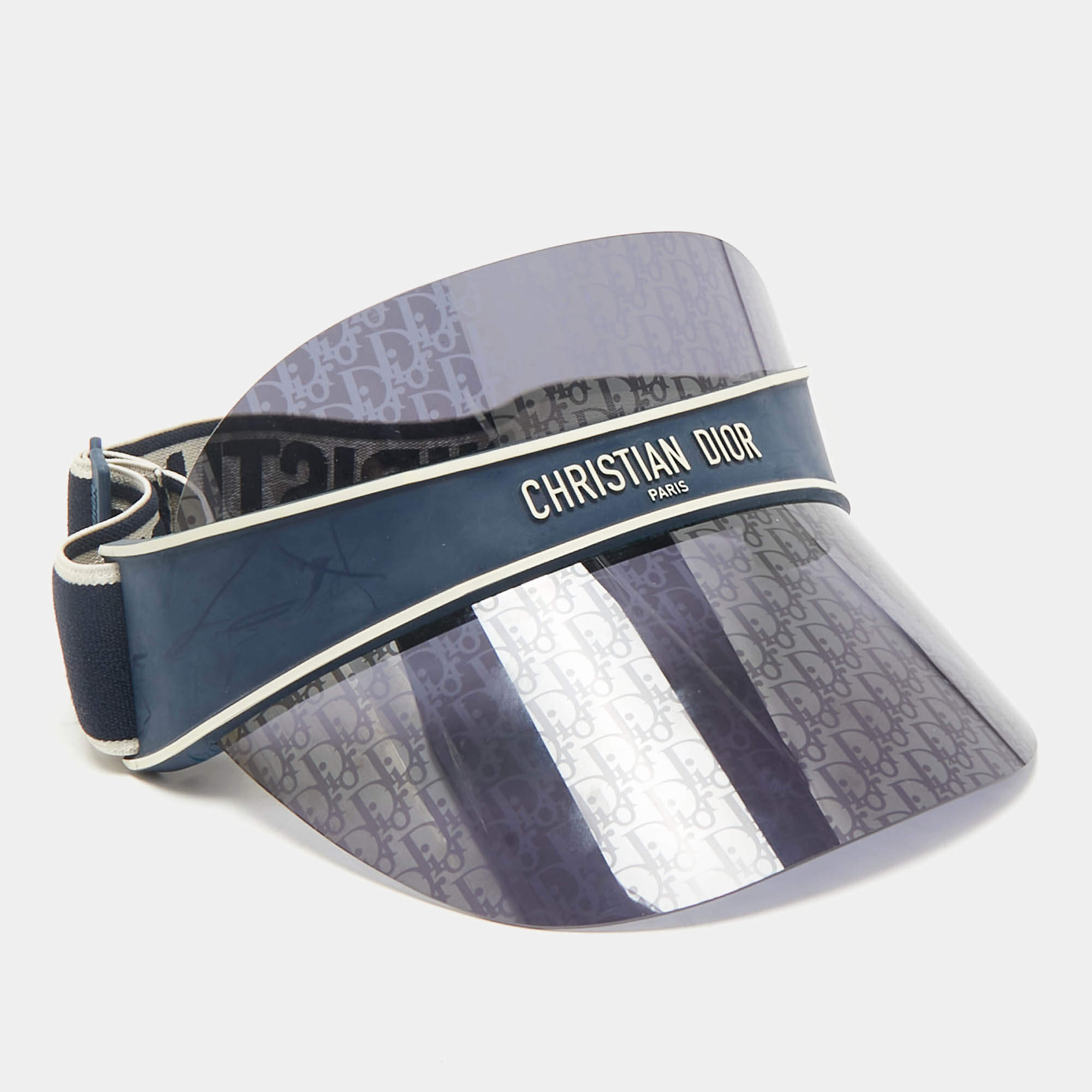 Pre Owned Christian Dior Navy Blue Oblique Dior DiorClub V1U Visor