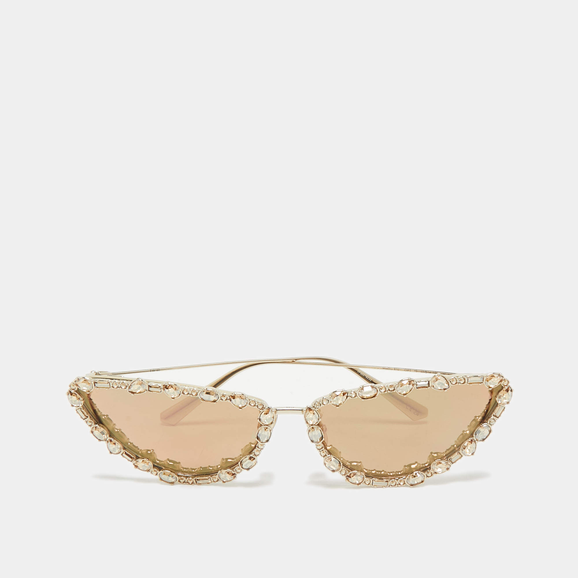 Pre Owned Dior Gold MissDior B1U Crystals Cat Eye Sunglasses