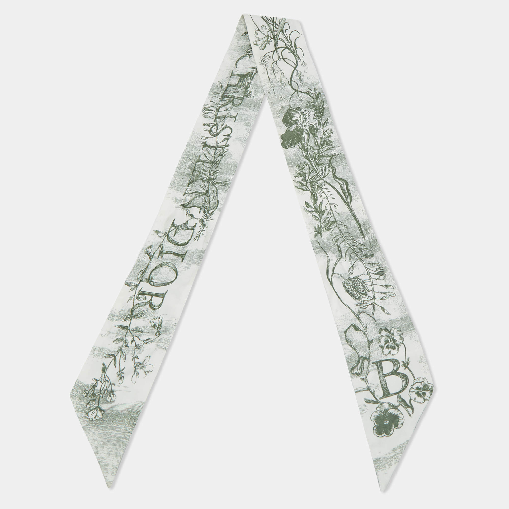 Dior White/Green ABCDior B 'Botanique' Silk Mitzah 