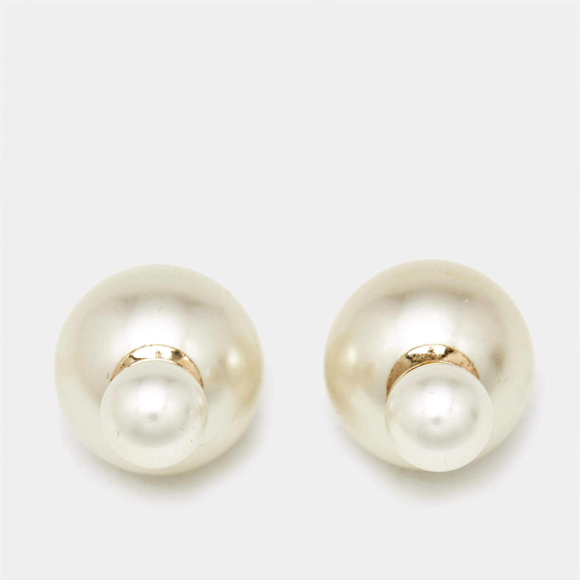 Dior Tribales Faux Pearl Gold Tone Earrings