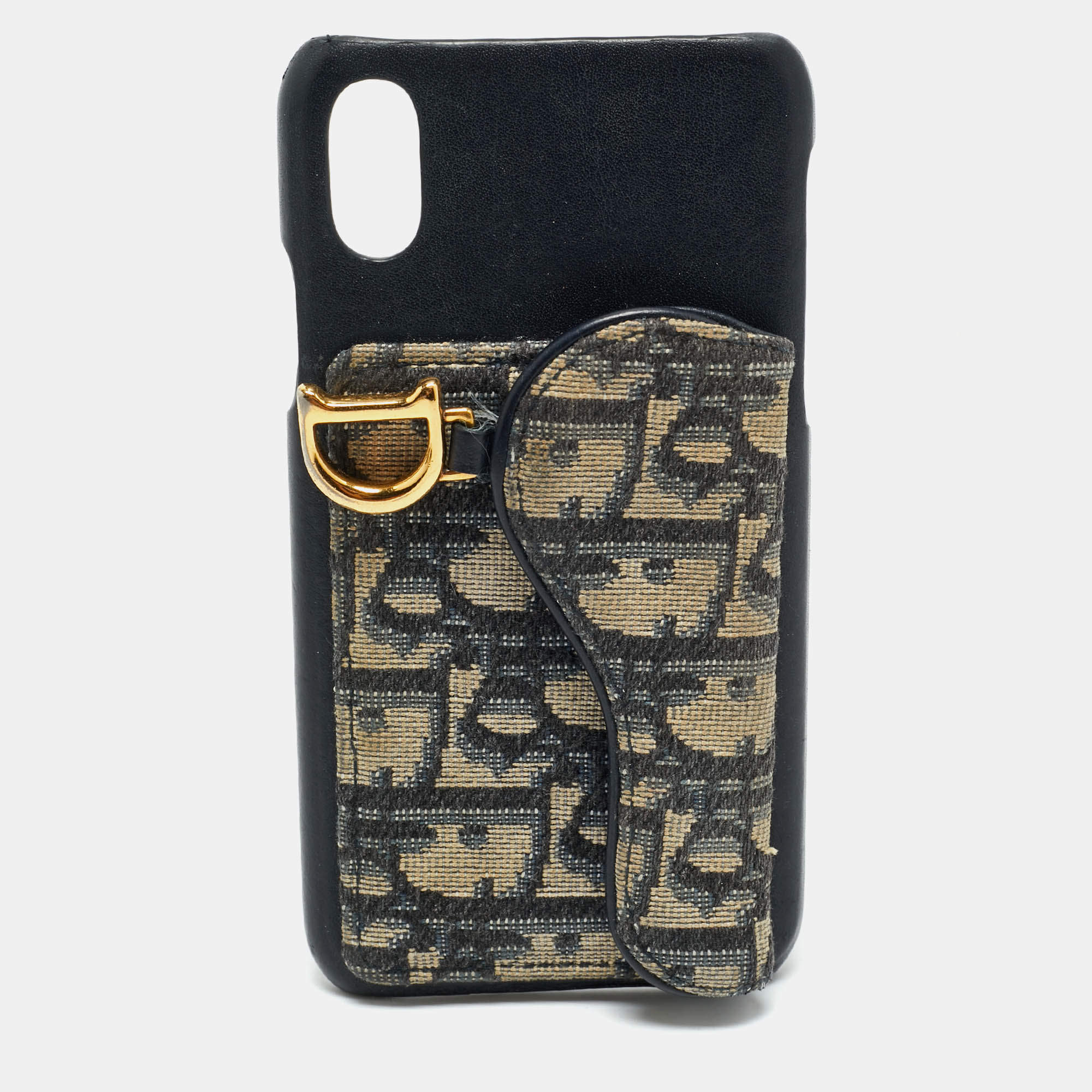 Pre Owned  جراب ديور ساديل آي فون إكس جلد وكانفاس جاكار عنابي أوبليك