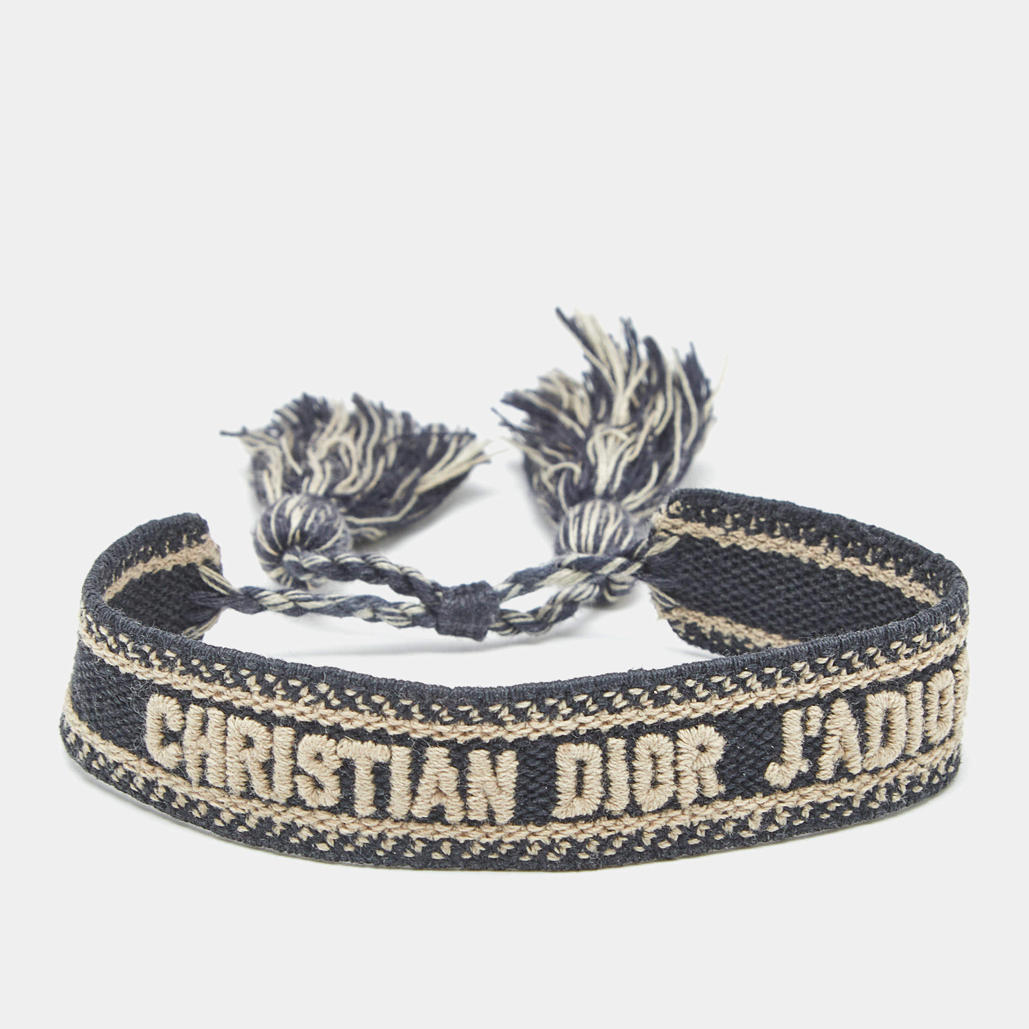 Pre Owned Dior  J'adior Navy Blue Woven Fabric Friendship Bracelet