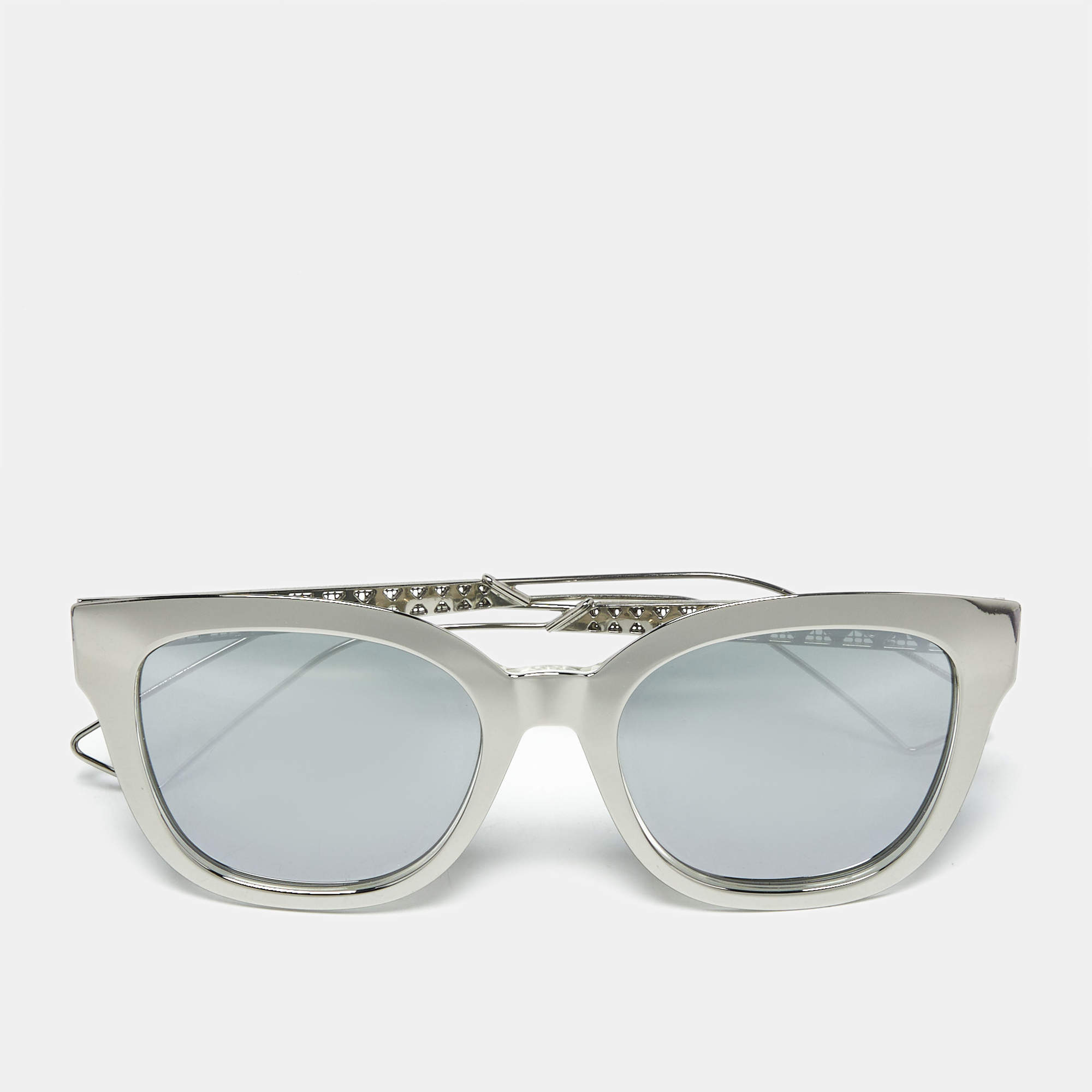 Pre Owned Dior Silver Mirrored Diorama1 Square Sunglasses