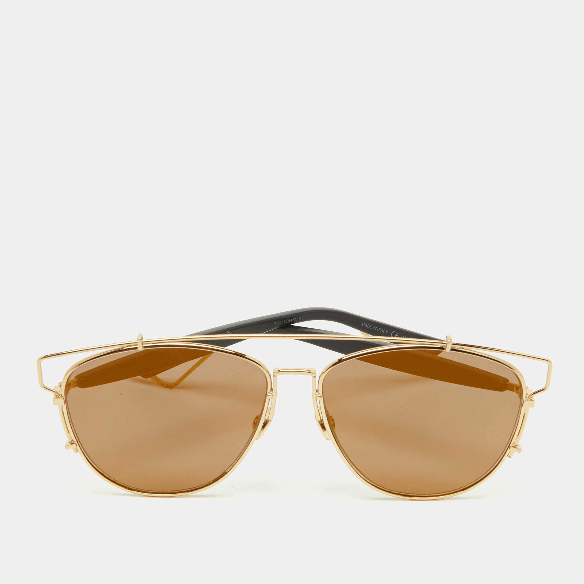 Pre Owned Dior Gold Mirrored Technologic Aviator Sunglasses