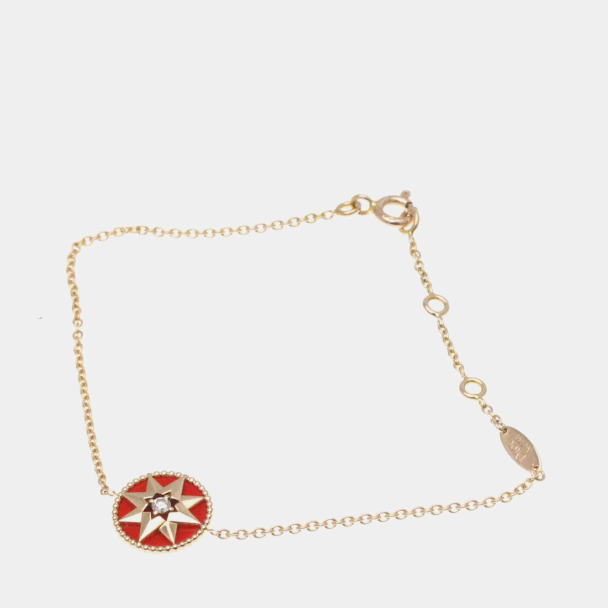 Pre Owned سوار كريستيان ديور روز دي فينتس ذهب وردي 18 قيراط بدلاية كارنيليان