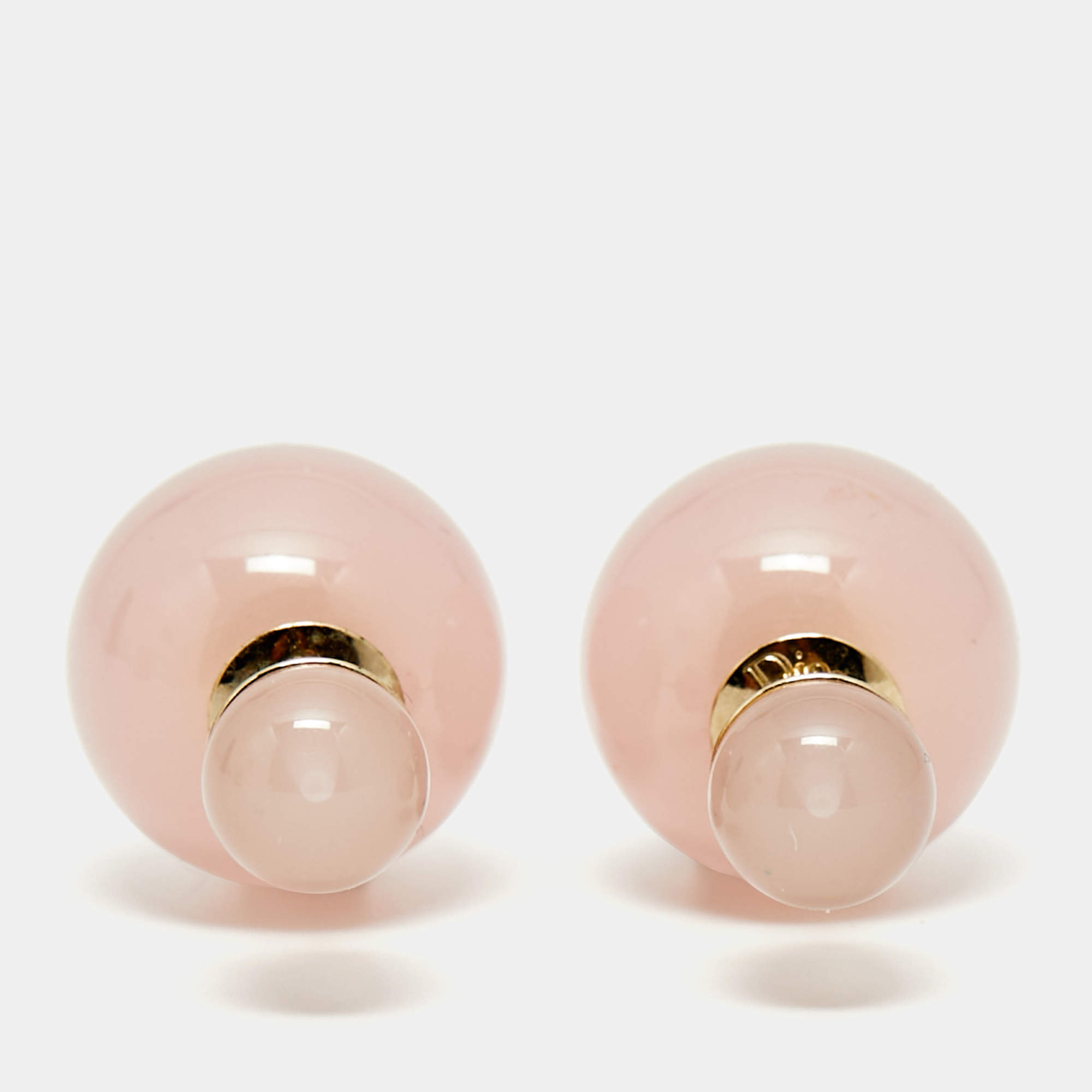 مملوكة مسبقًا Dior Tribales Pink Resin Gold Tone Stud Earrings