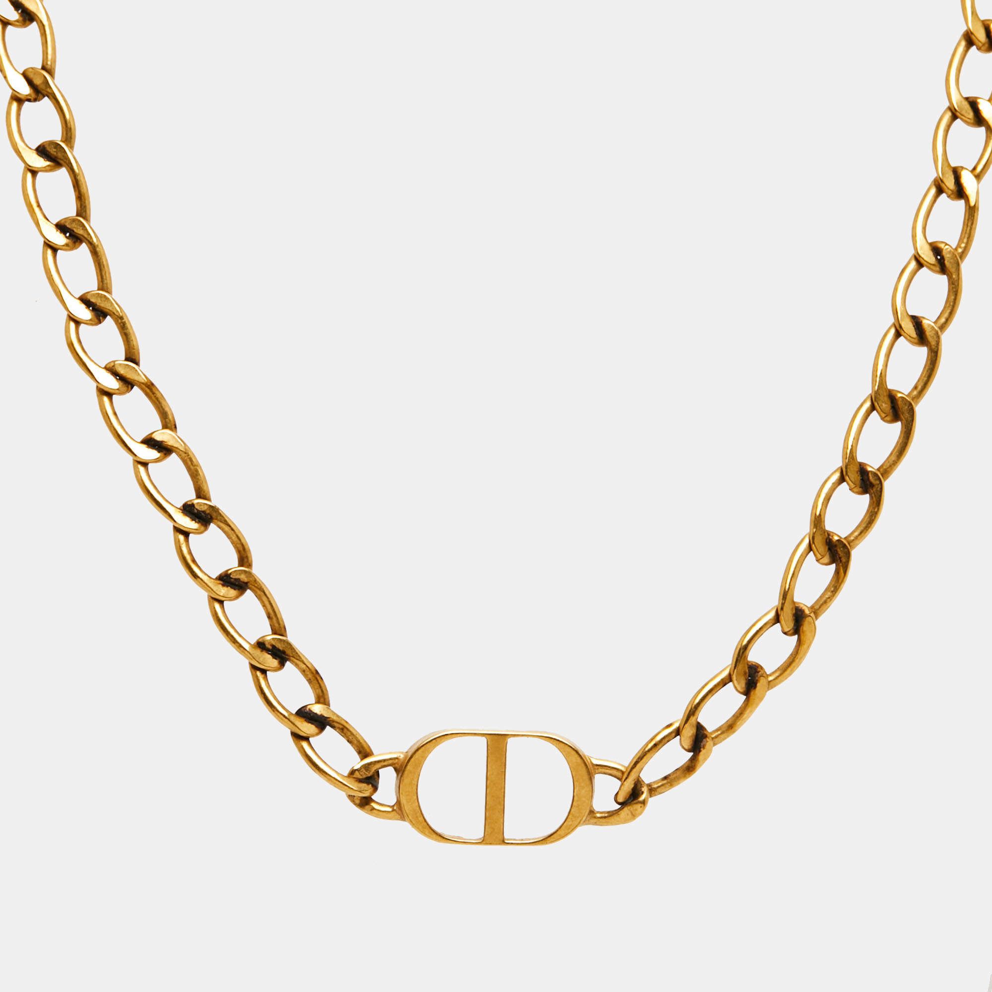 Pre Owned Dior Petit CD Gold Tone Necklace