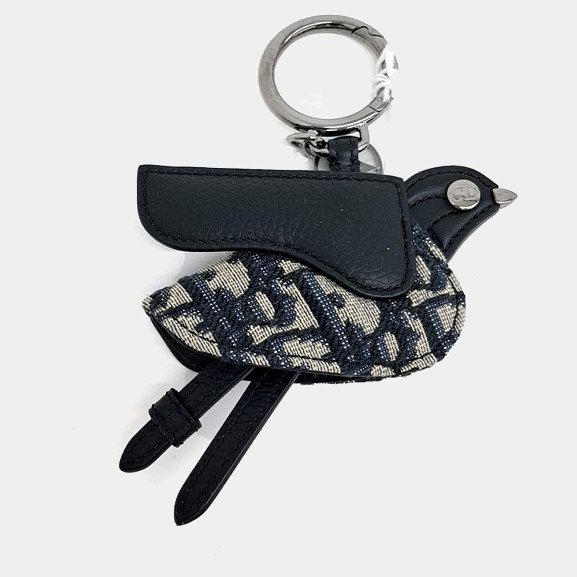 Dior Navy Blue/Beige Oblique Jacquard and Leather Saddle iPhone 14