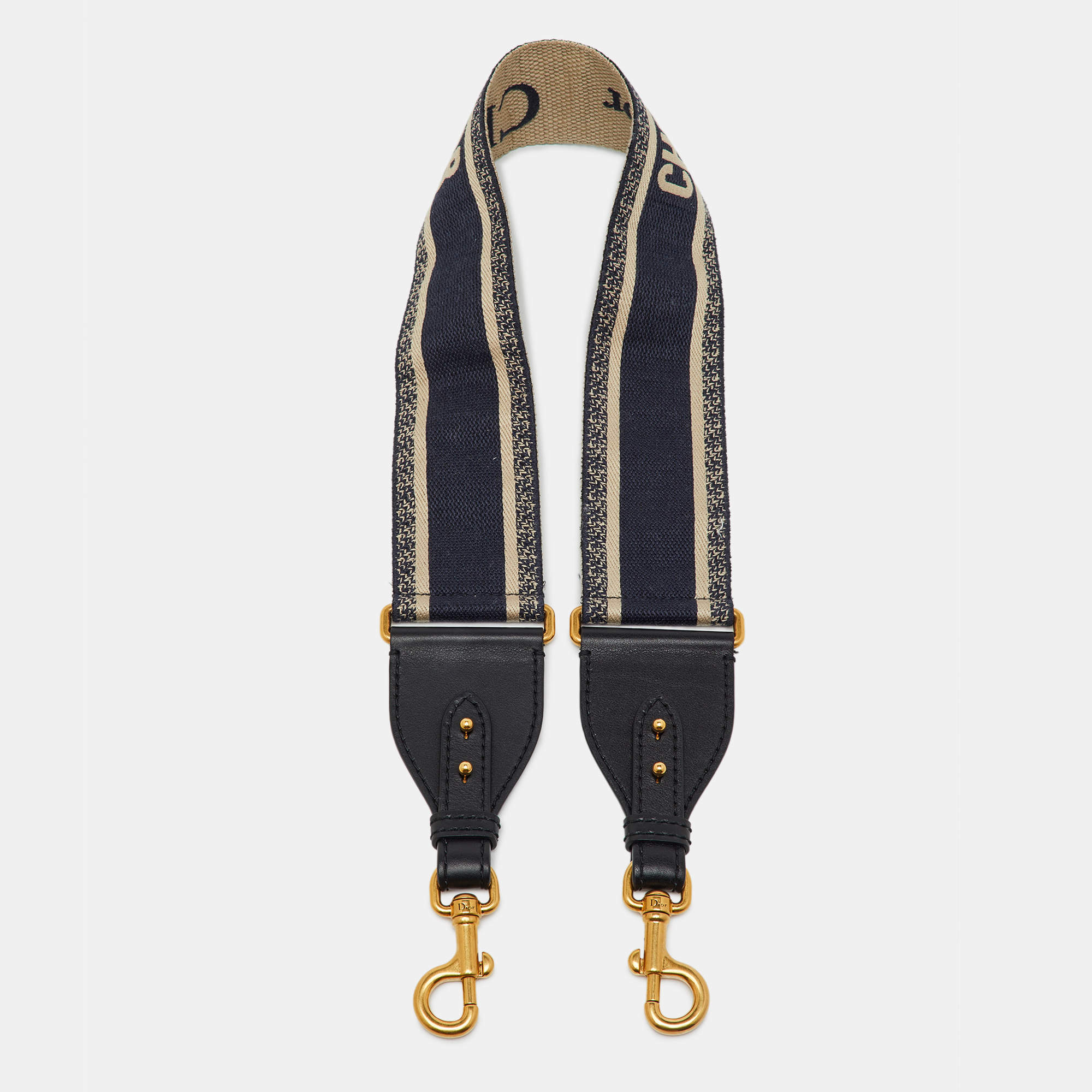 Pre Owned حمالة حقيبة كتف ديور كحلي/أسود قماش مطرز وجلد