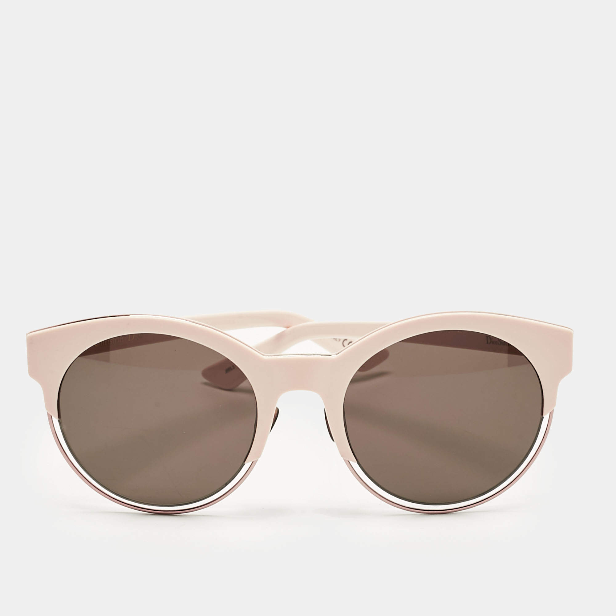 Pre Owned Dior Light Pink/Brown J6EL3 Sideral1 Round Sunglasses