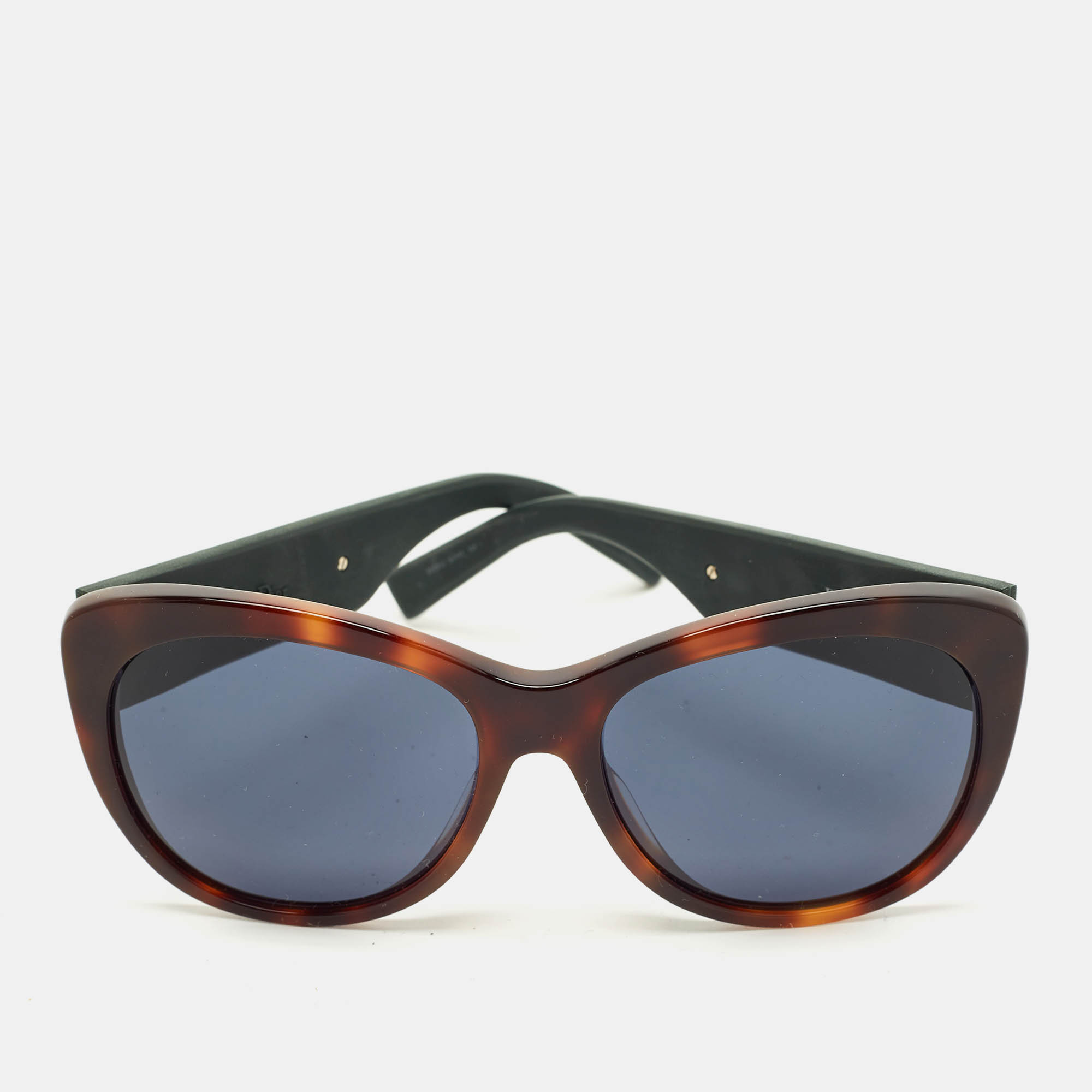 مملوكة مسبقًا Dior Tortoise Brown/Blue BPDKU Inedite Crystals Cat Eye Sunglasses