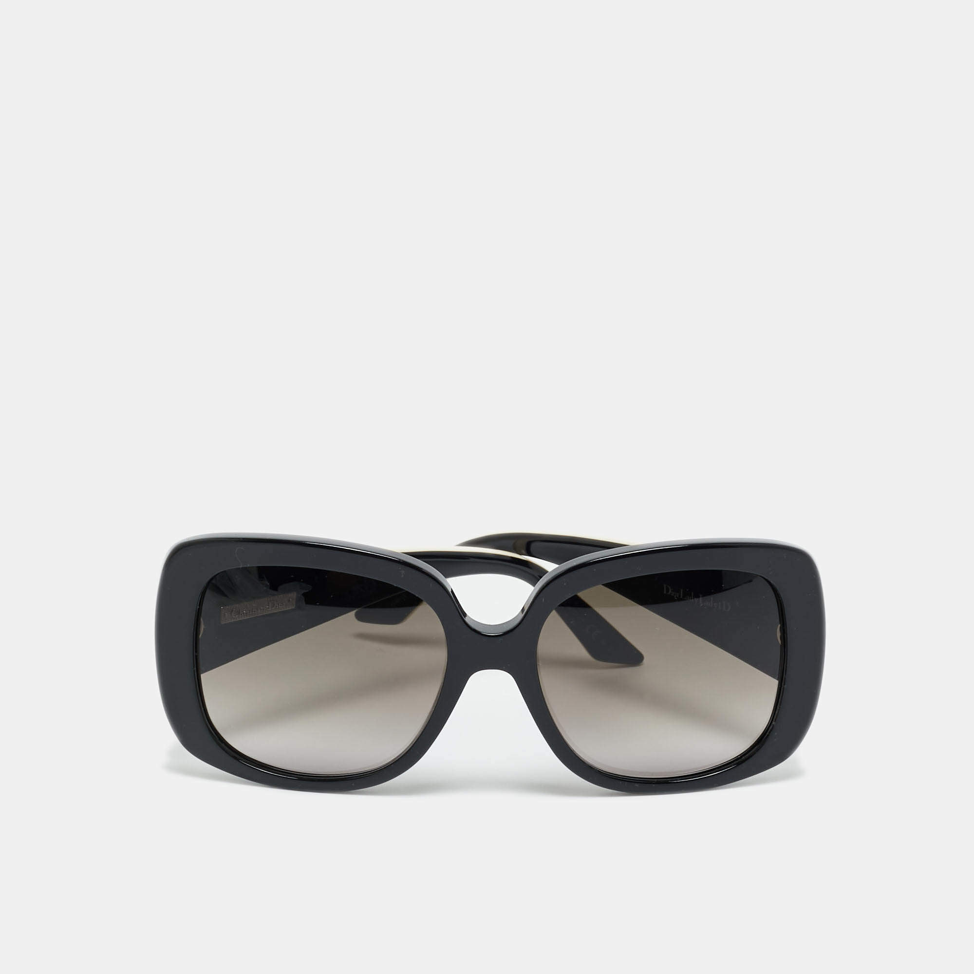 Pre Owned Dior Black/Ivory Gradient G4FHA Lady Lady1 Square Sunglasses