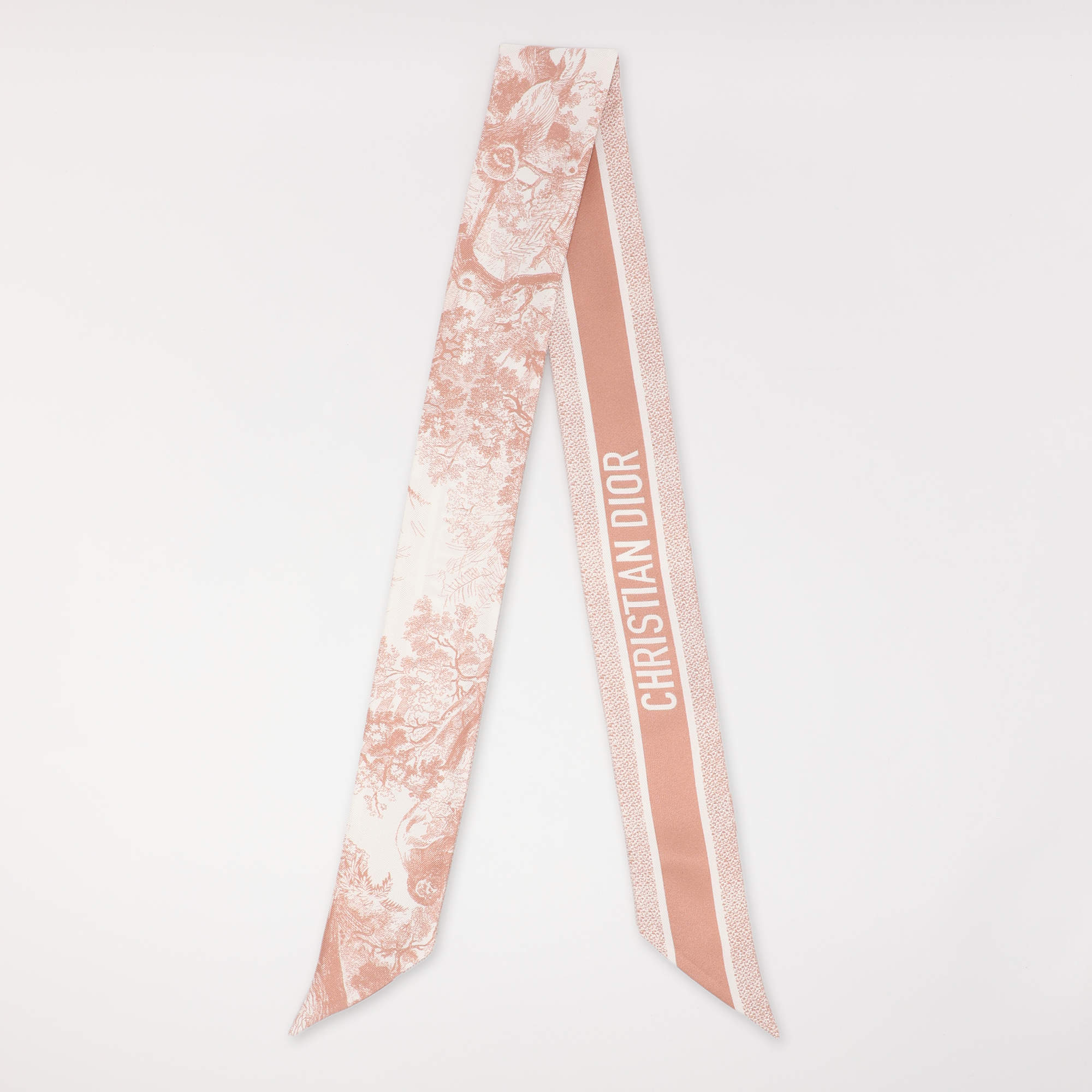 Pre Owned Dior  Ivory/Pink Toile de Jouy Sauvage Silk Mitzah Scarf