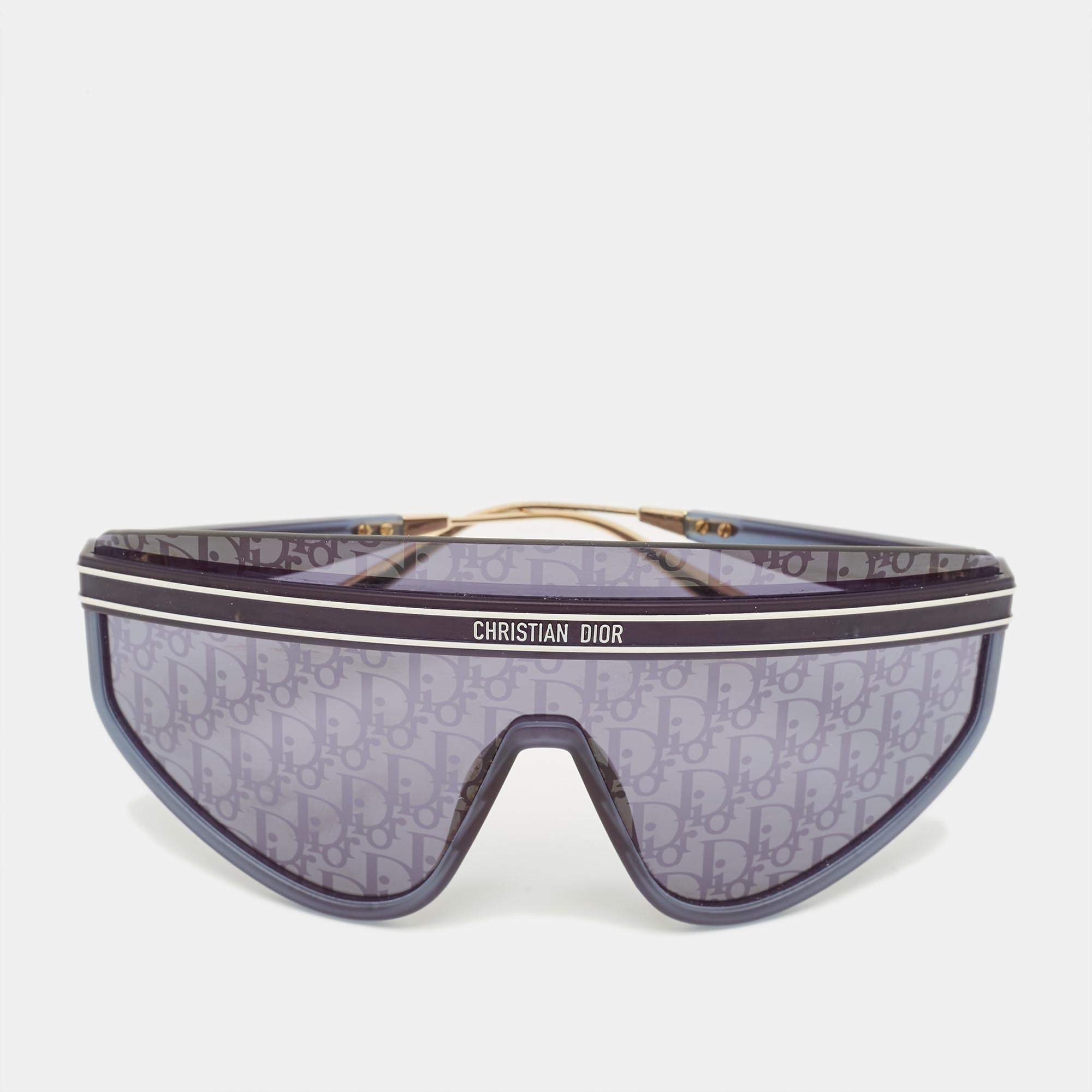 Pre Owned Dior Navy Blue Oblique Club M2U Shield Sunglasses