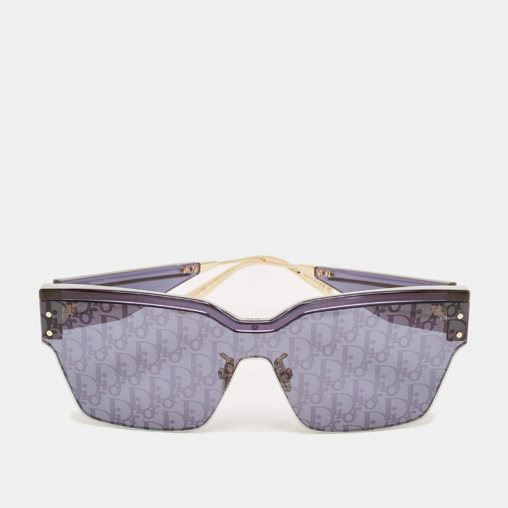 Pre Owned Dior Blue/Gold Tone Oblique Club M4U Shield Sunglasses