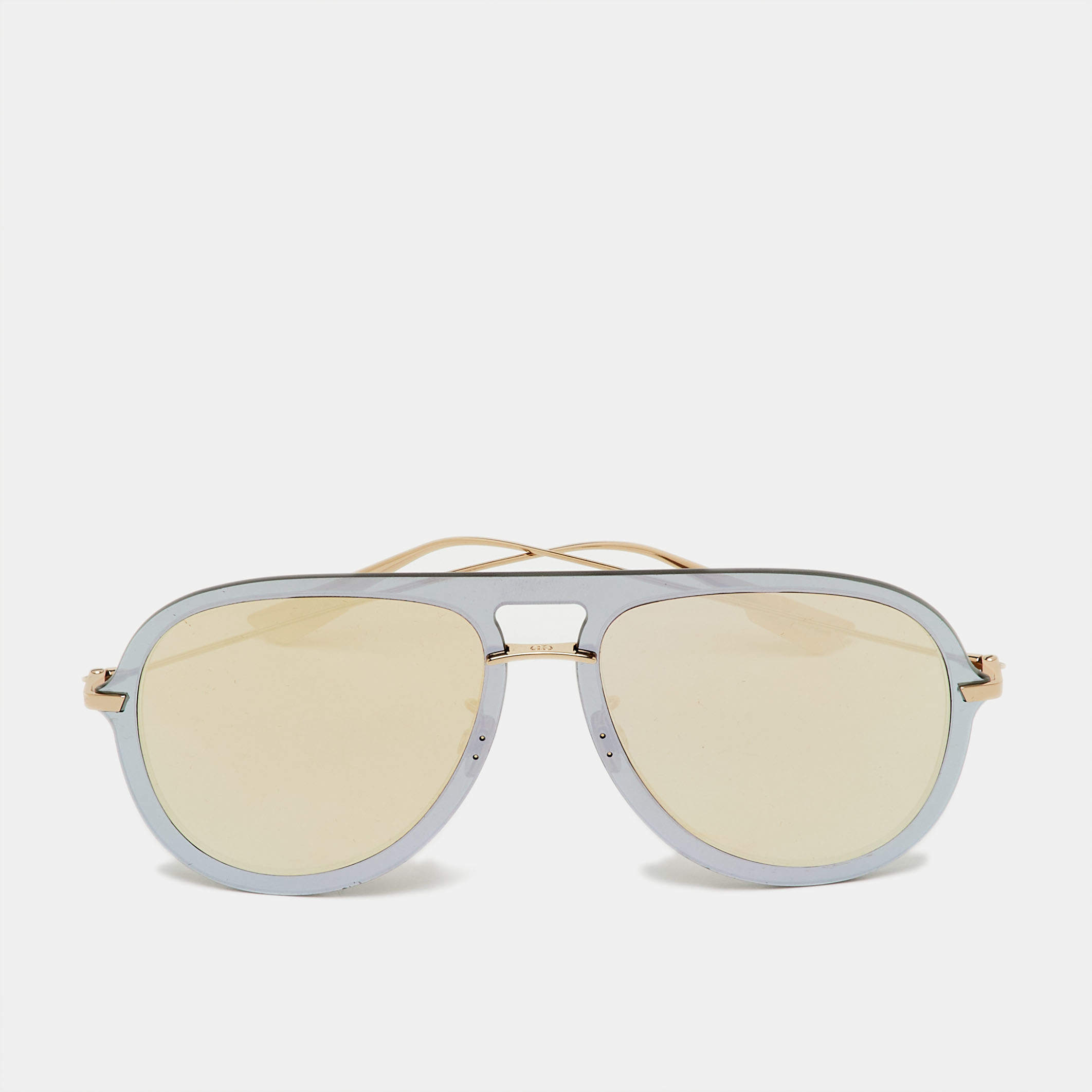 Pre Owned Dior Silver Tone/Pink Mirrored DiorUltime 1 Aviator Sunglasses