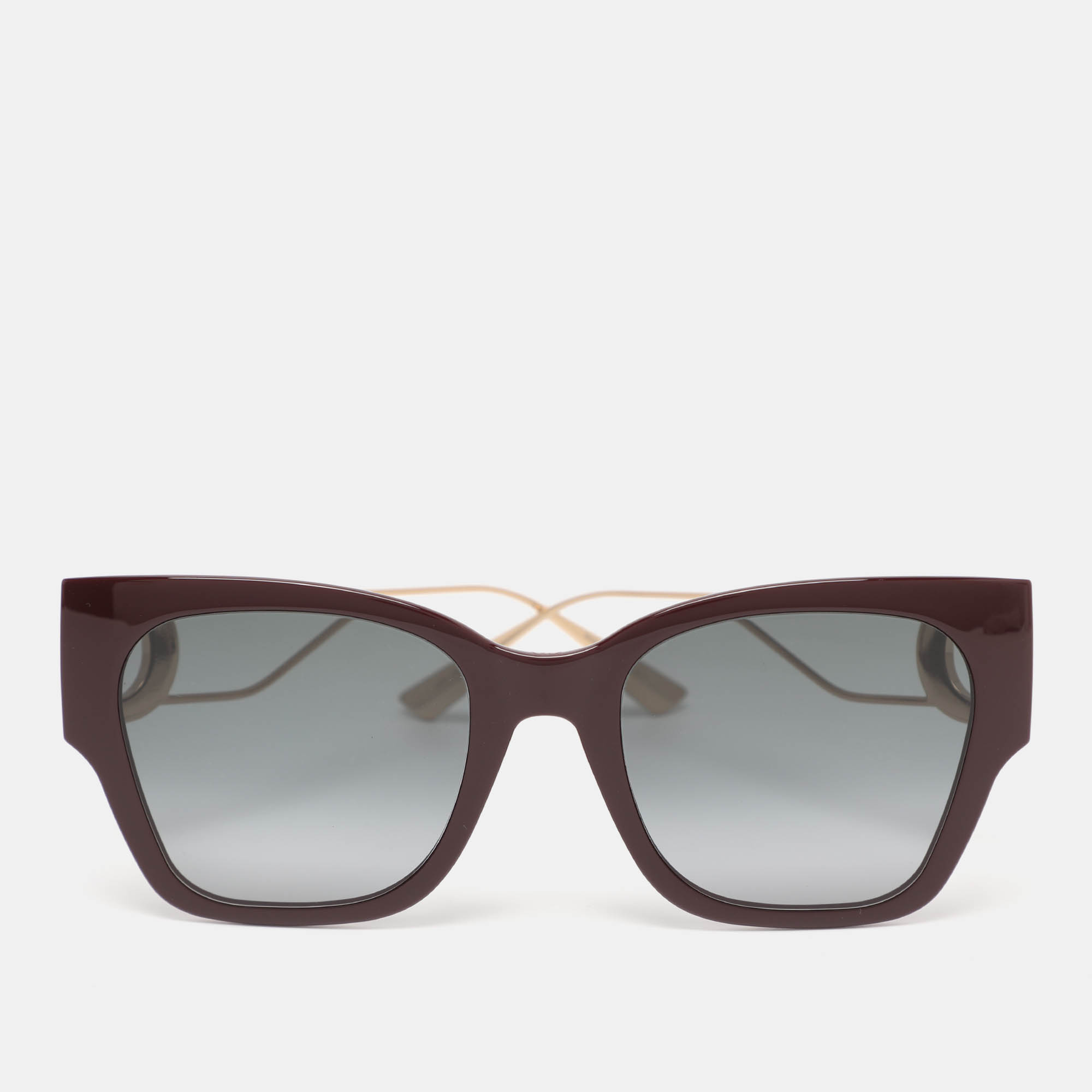 Pre Owned Dior Burgundy/Black Gradient Acetate and Gold Tone Metal LHF1I 30montaigne 1 Square Sunglasses