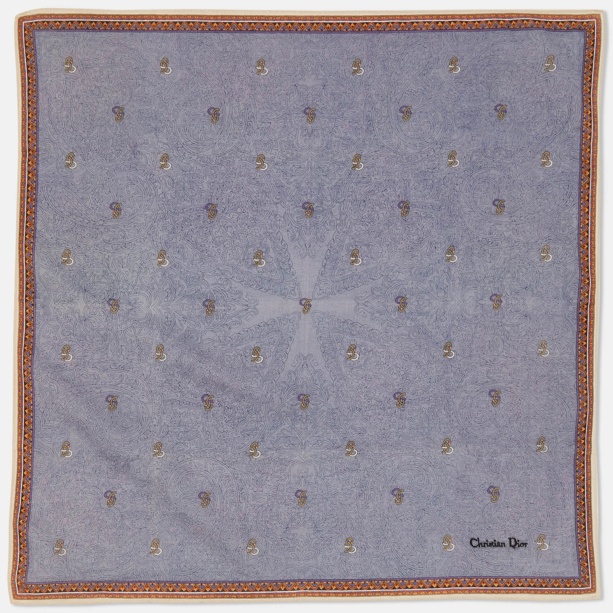 Pre Owned Dior Vintage Lilac Paisley Print Cotton Blend Bandana/Handkerchief