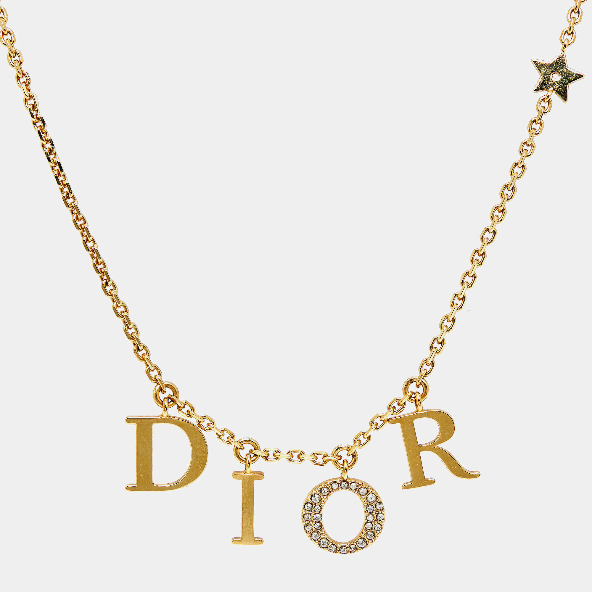 Pre Owned Dior Dio(r)evolution Crystals Gold Tone Necklace