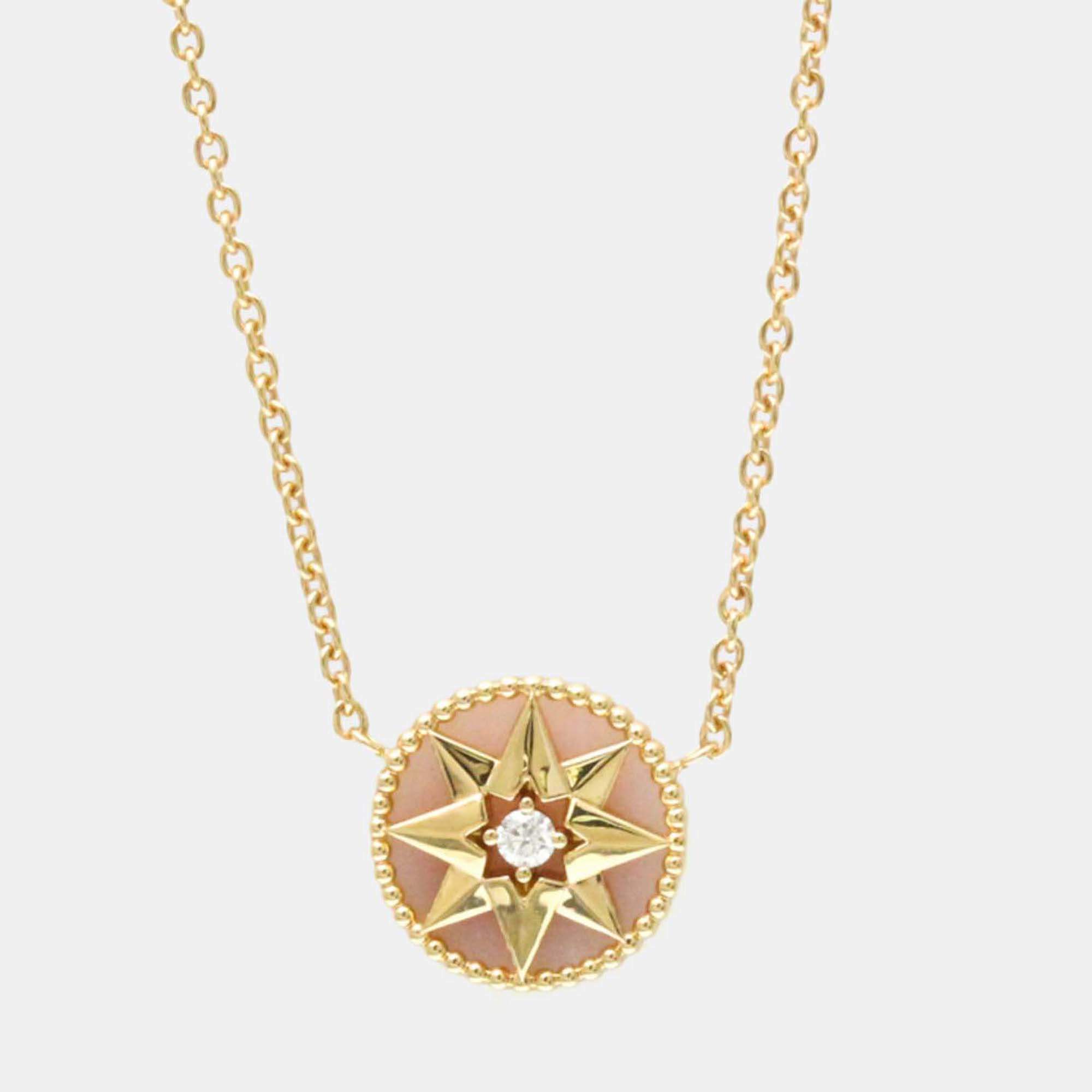 Pre Owned Christian Dior Rose Devant Opal 18K Pink Gold Opal Pendant Necklace 