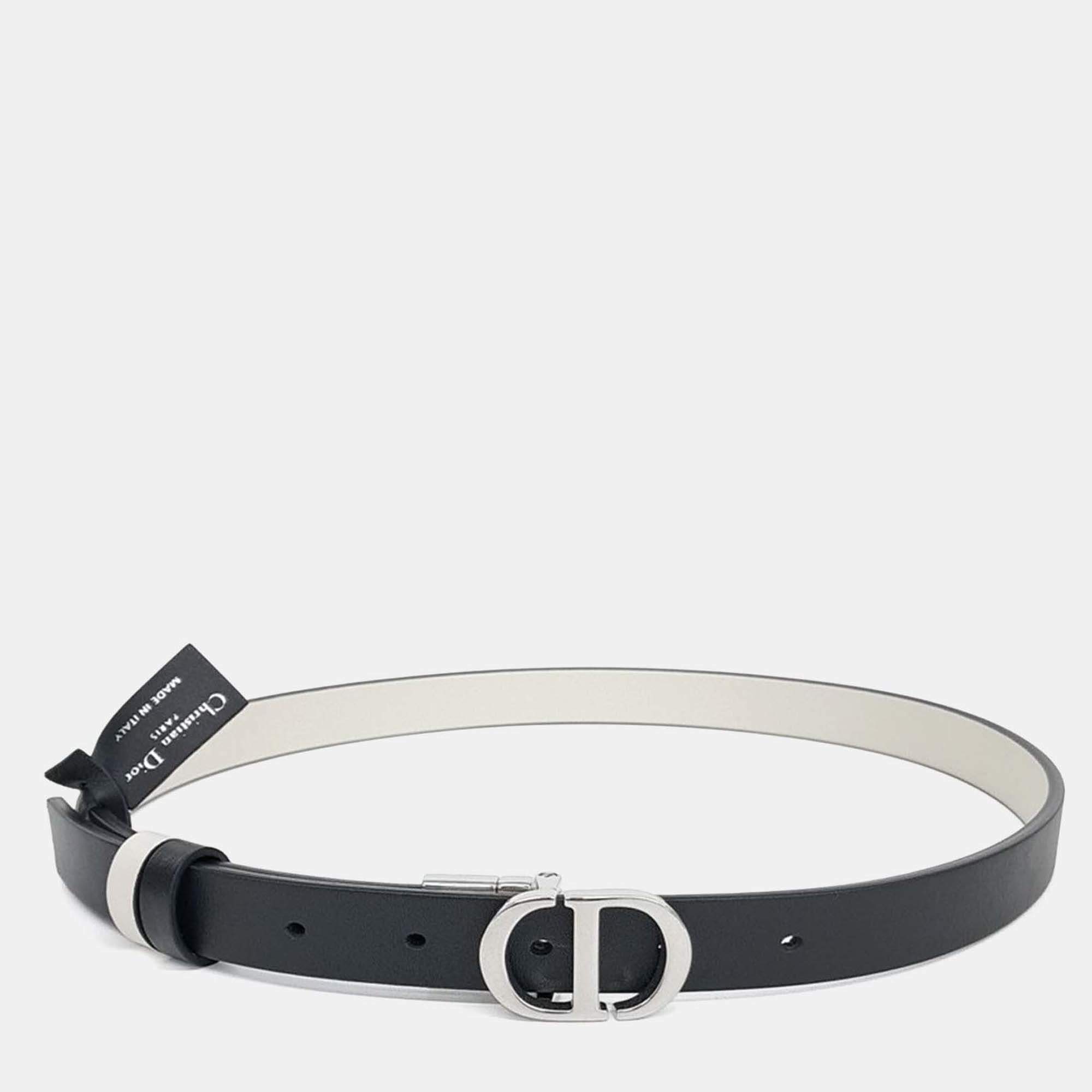Pre Owned Dior Black/White Reversible Belt