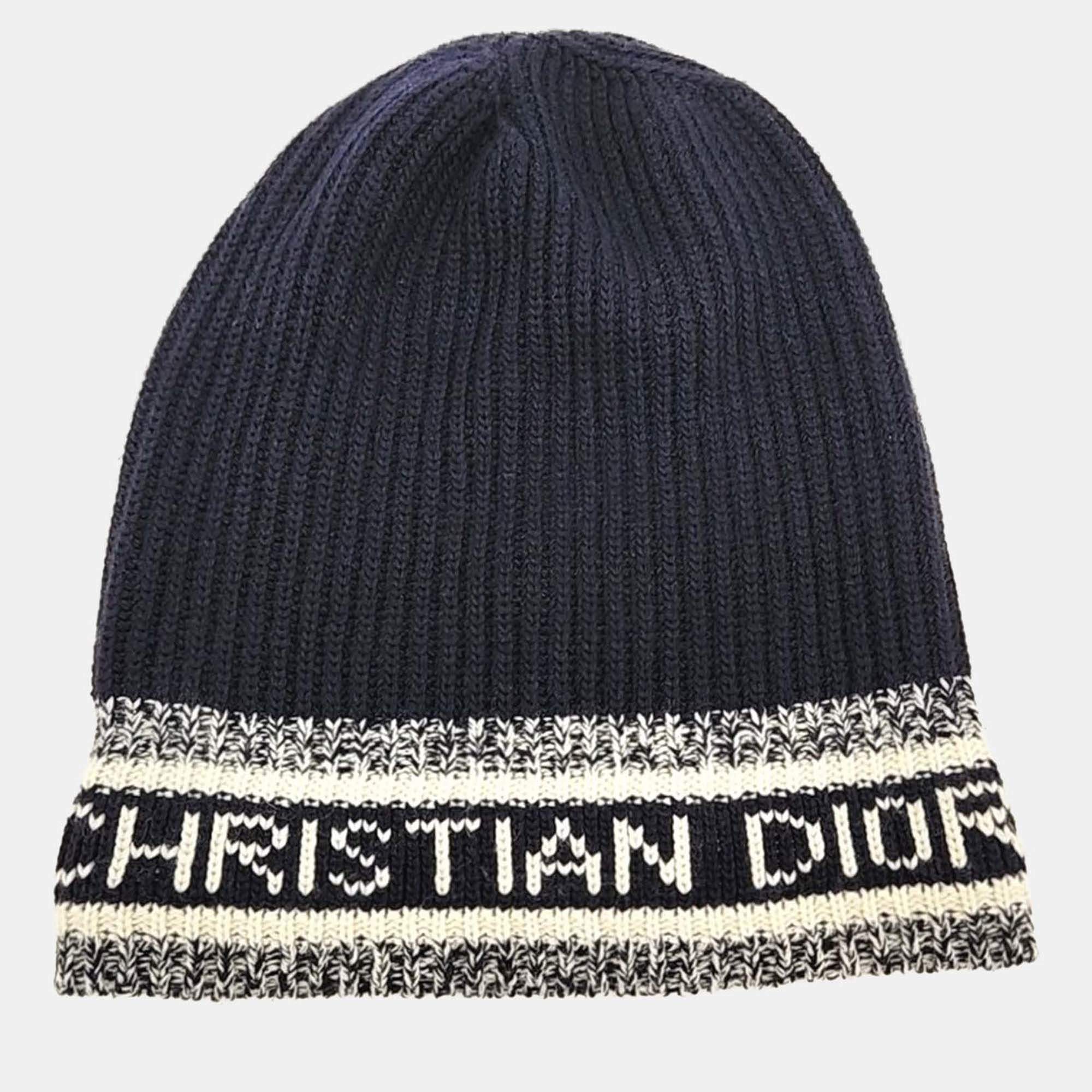 Pre Owned Dior Navy Blue Cashmere, Wool Beanie