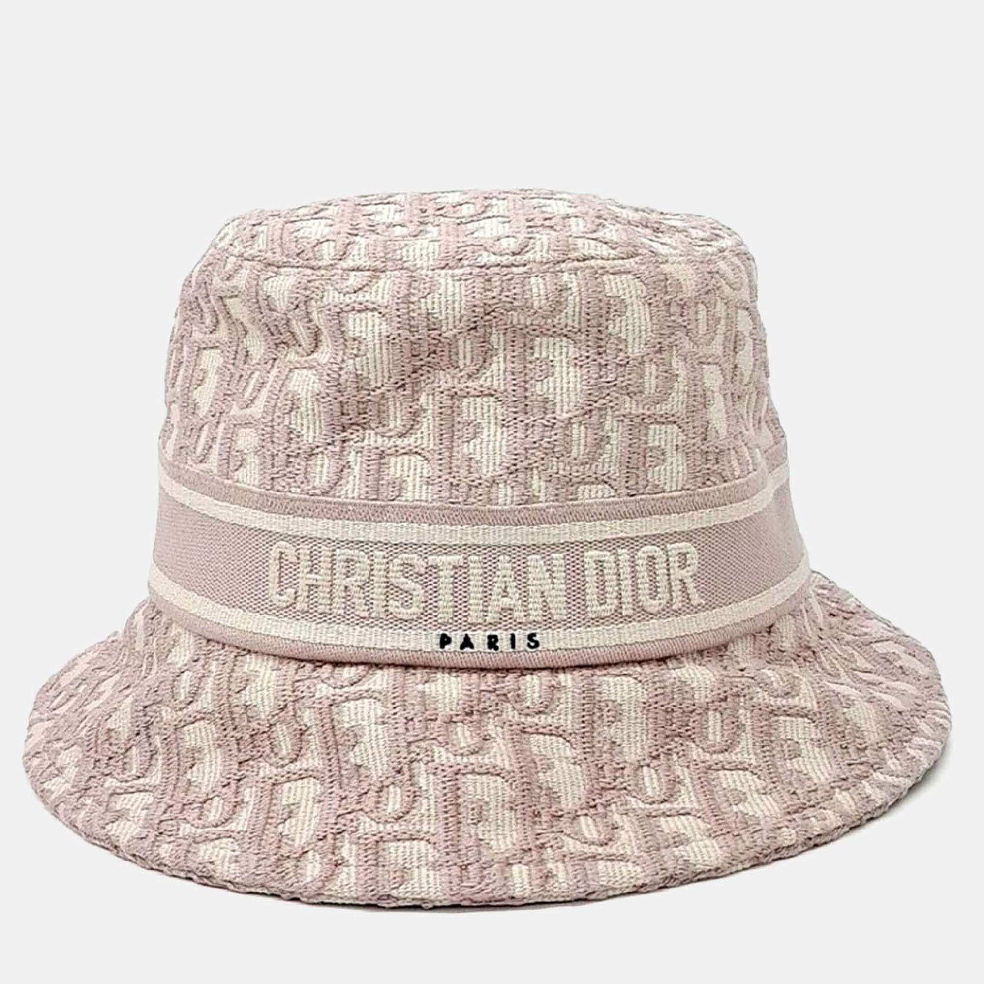 Pre Owned Dior Pink Cotton Oblique Bucket Hat