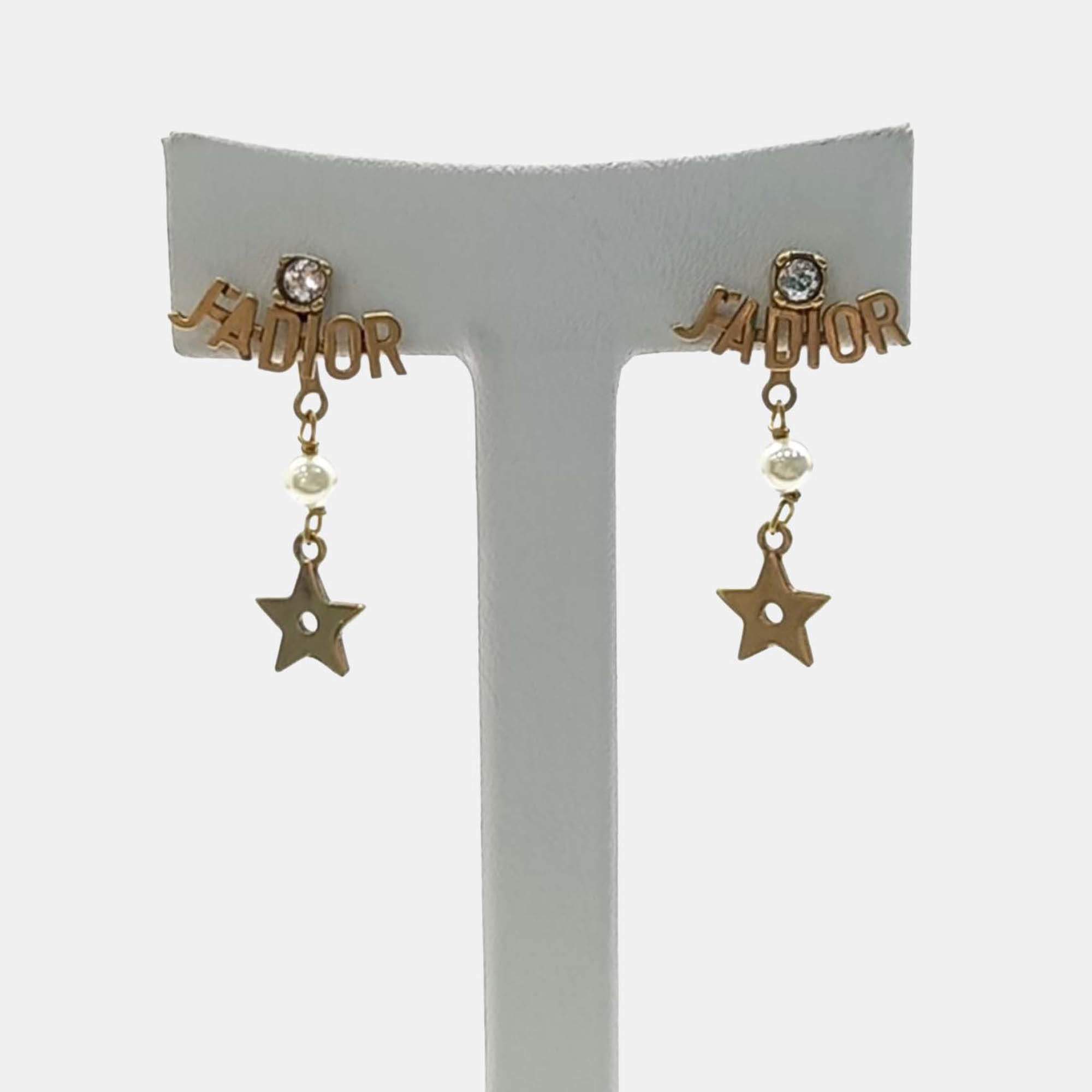 Pre Owned Dior Gold Plated JaDior Earrings
