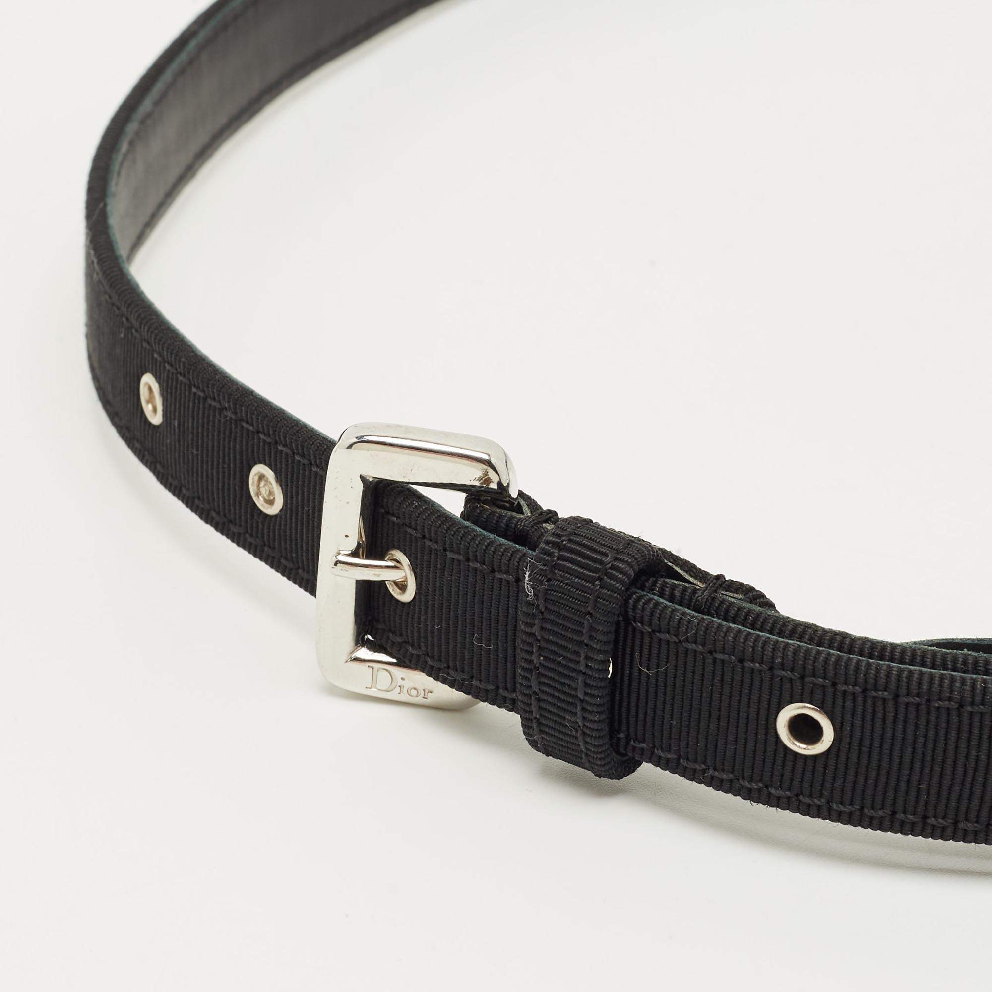 Pre Owned Dior Black Fabric Slim Buckle Belt