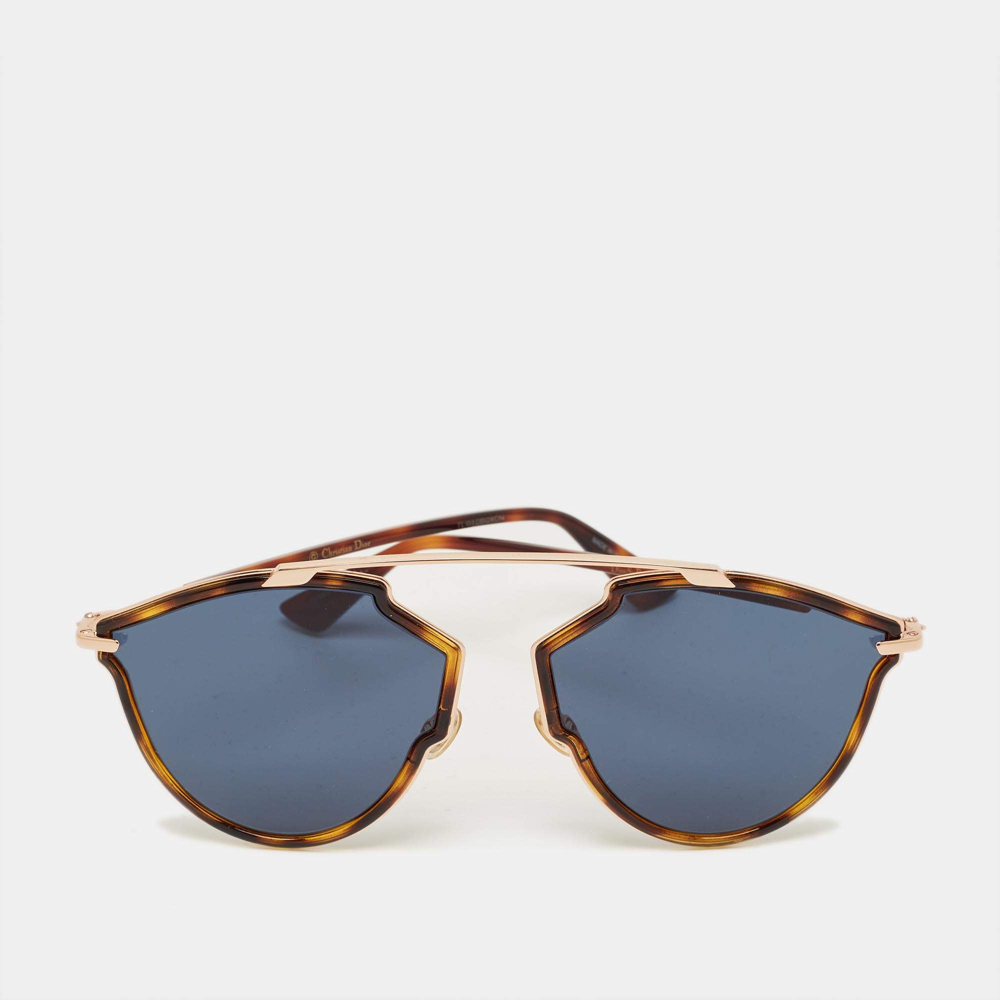 Pre Owned Dior Tortoise Brown/Black QUMKU SoRealRise Aviator Sunglasses