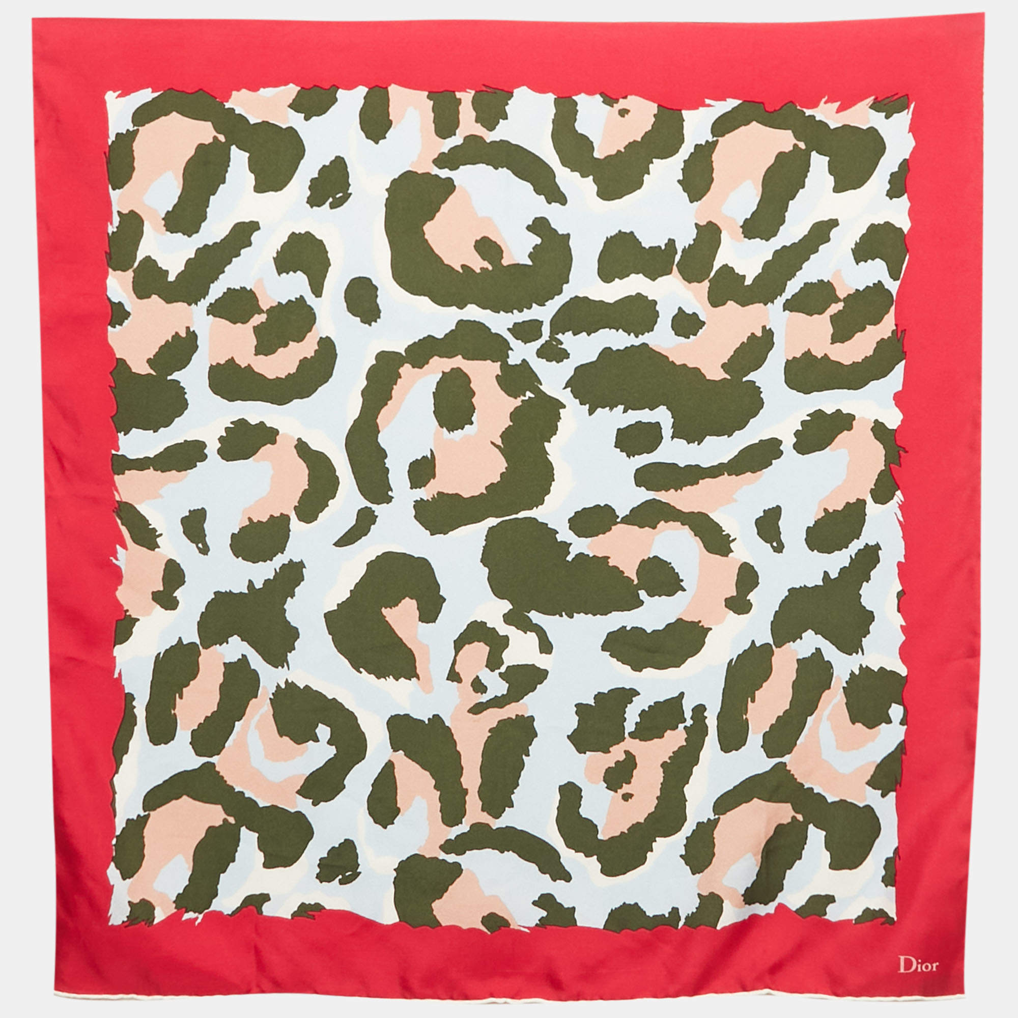 مملوكة مسبقًا Christian Dior Pink/Green Printed Silk Scarf 
