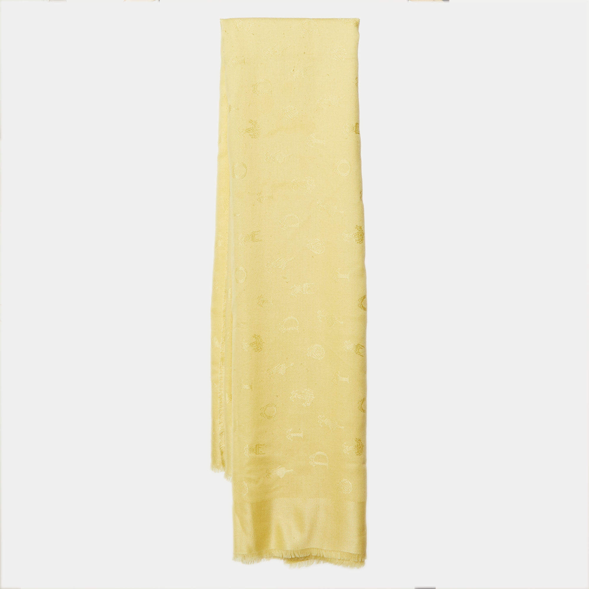 مملوكة مسبقًا شال ديور صوف وحرير سو ديور أصفر