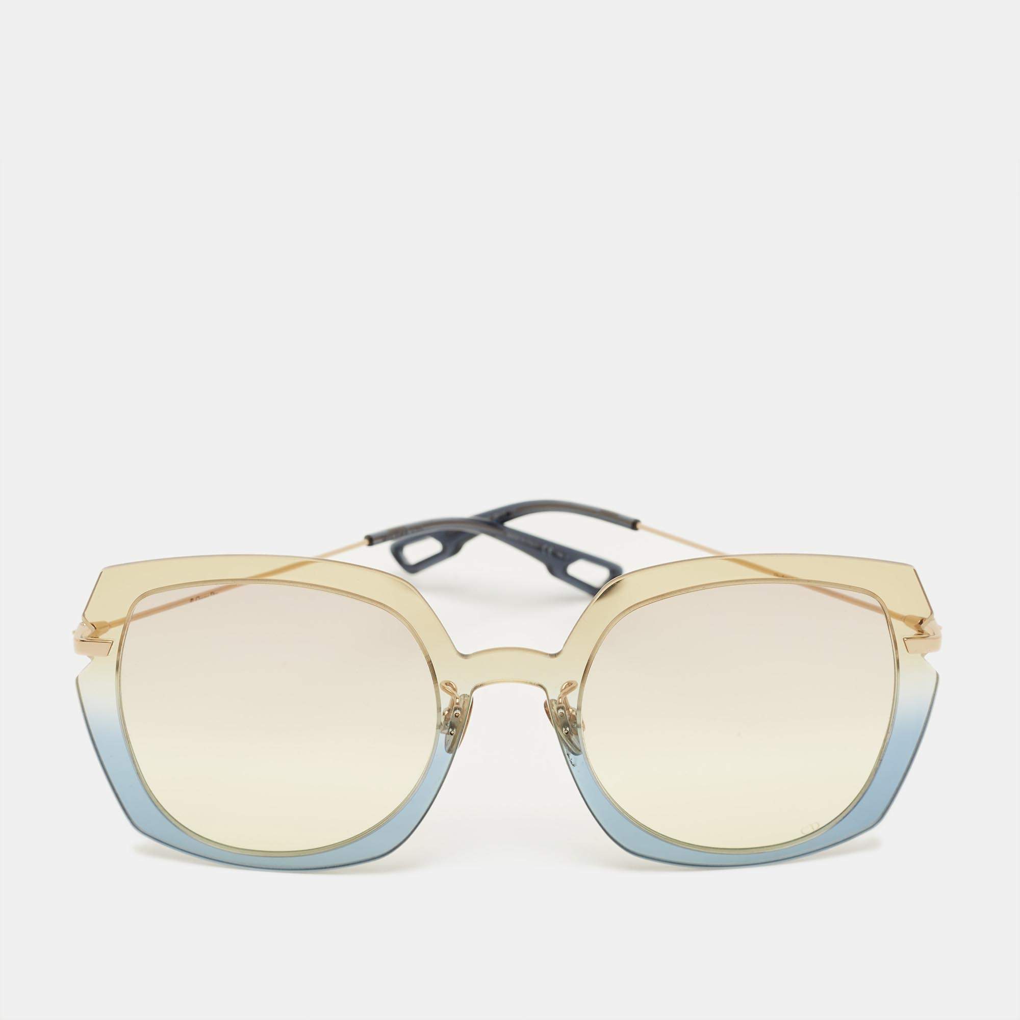 مملوكة مسبقًا نظارة شمسية ديور ألتيتيود1 3LGVC متدرجة وردية/صفراء كبيرة الحجم