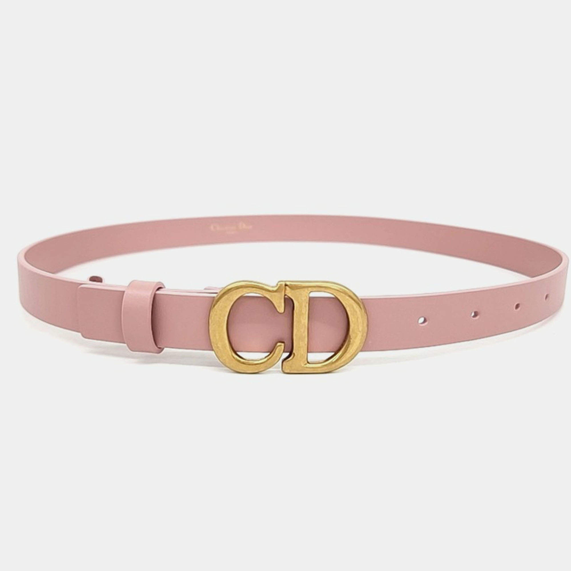 Pre Owned Dior Pink Leather Saddle Belt