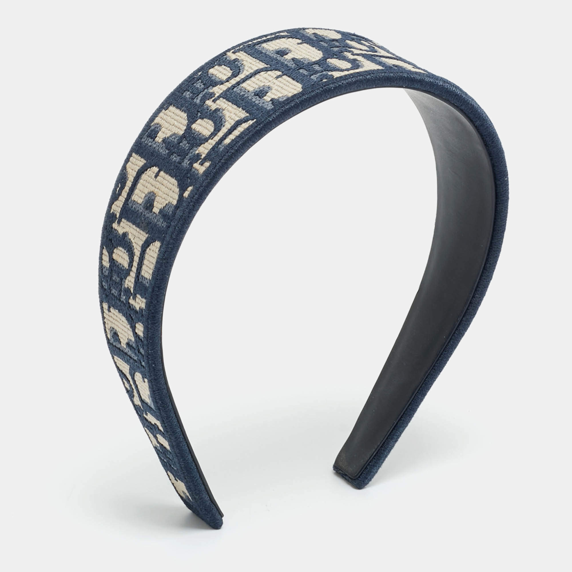 Pre Owned Dior Navy Blue Oblique Canvas Headband
