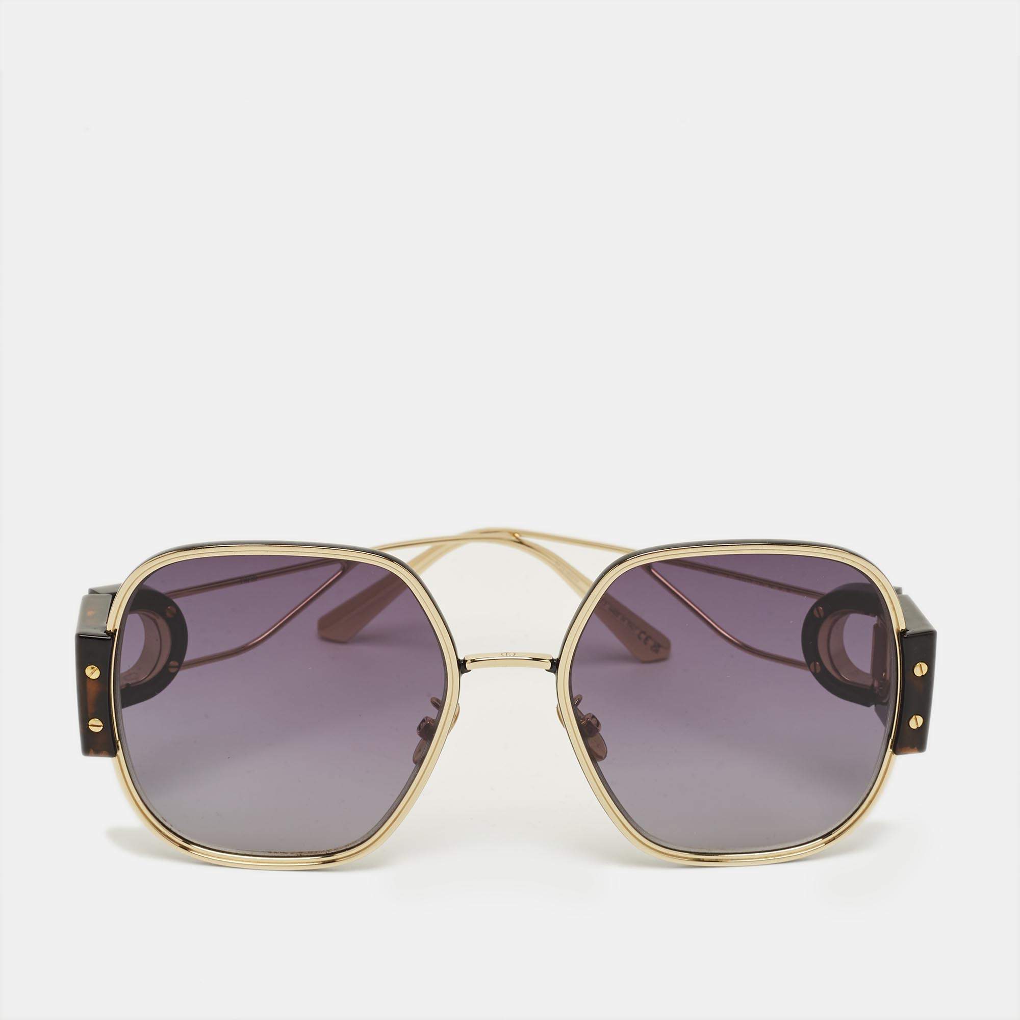 مملوكة مسبقًا نظارة شمسية ديور مونتيج إس 5 يو مربعة سوداء/ذهبية اللون