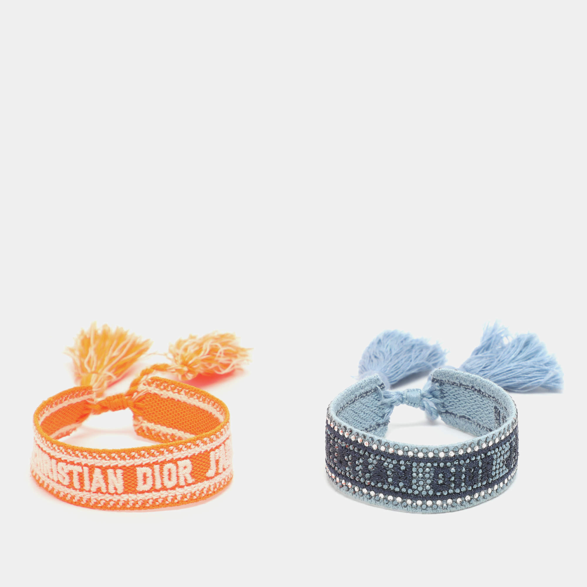 Pre Owned Dior Blue/Orange J'Adior Fabric Friendship Bracelet Set