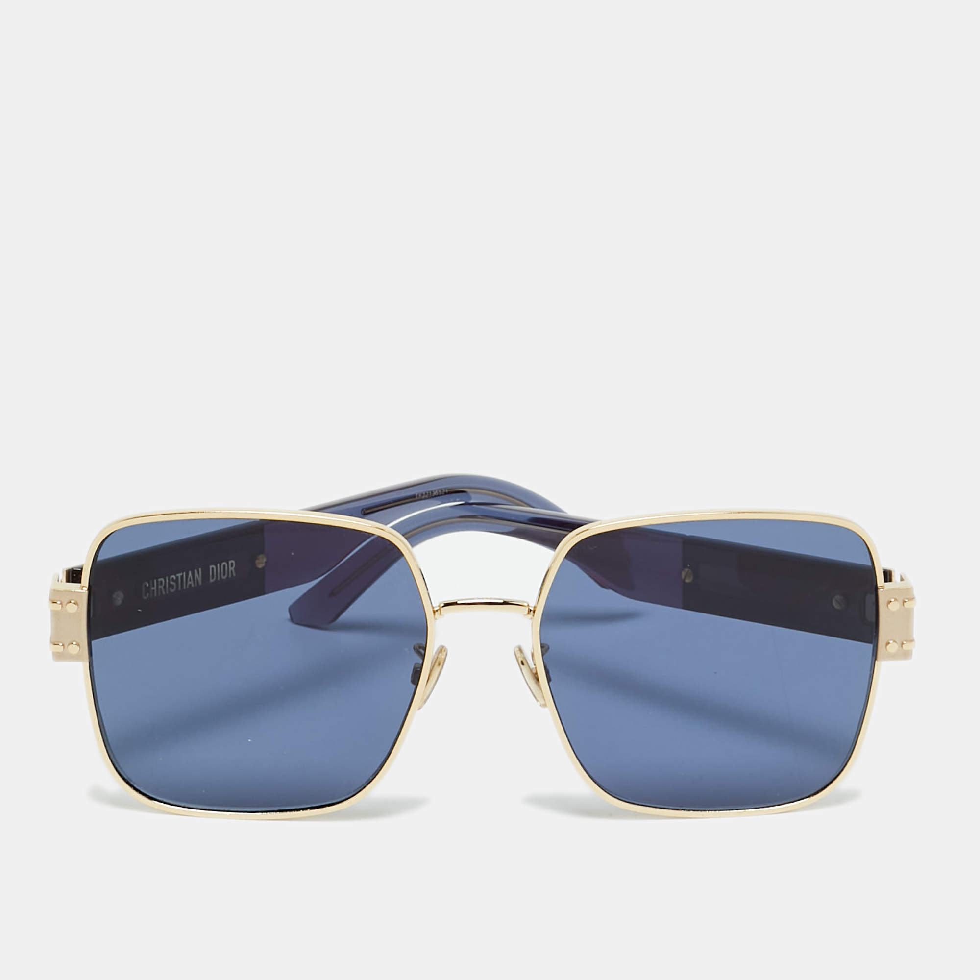 Pre Owned Dior Blue/Gold Tone DiorSignature S4U Square Sunglasses