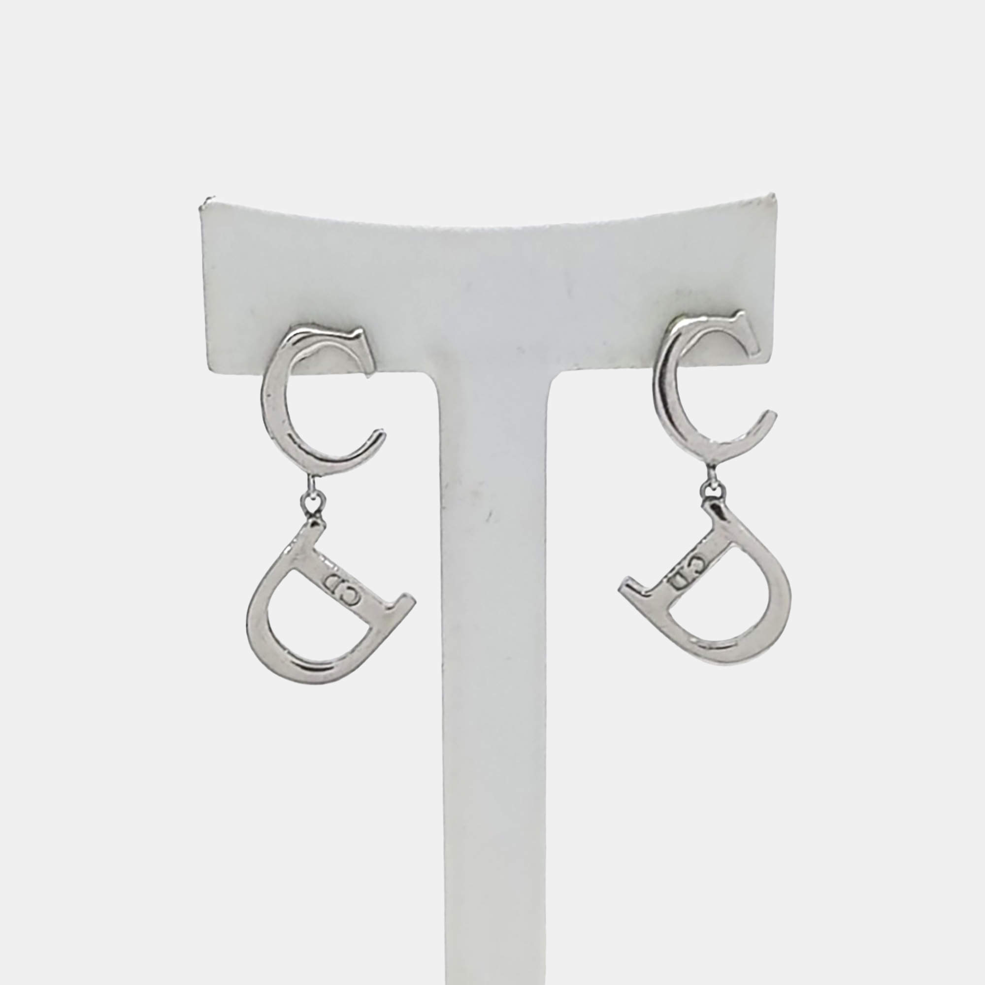 Pre Owned أقراط ديور لون فضي