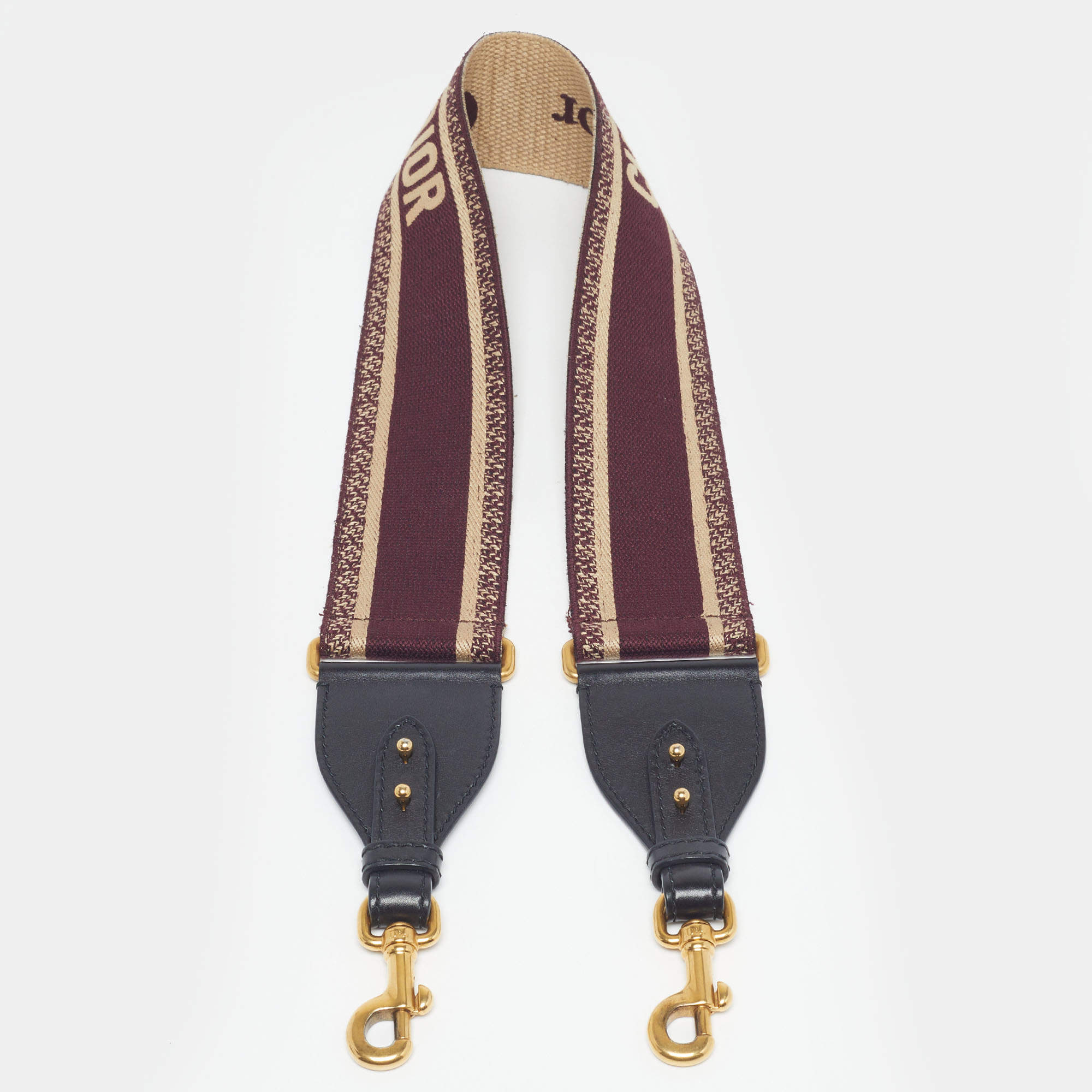 Pre Owned Dior Shoulder Bag Strap Burgundy Embroidered Canvas and Leather 