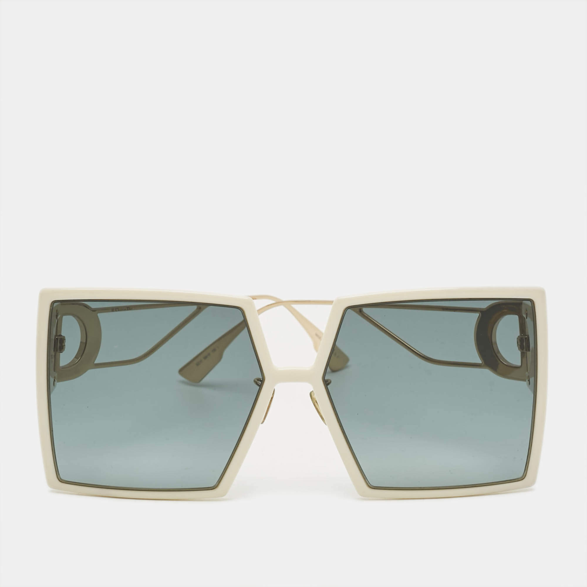 Pre Owned Dior Off White/Black SZJ11 30Montaigne Square Sunglasses