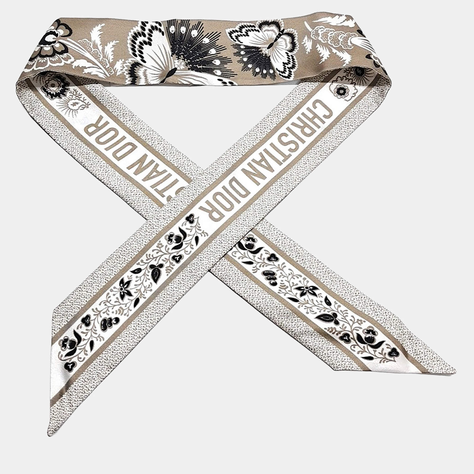 مملوكة مسبقًا وشاح ديور حرير متعدد الألوان تزيين العنق