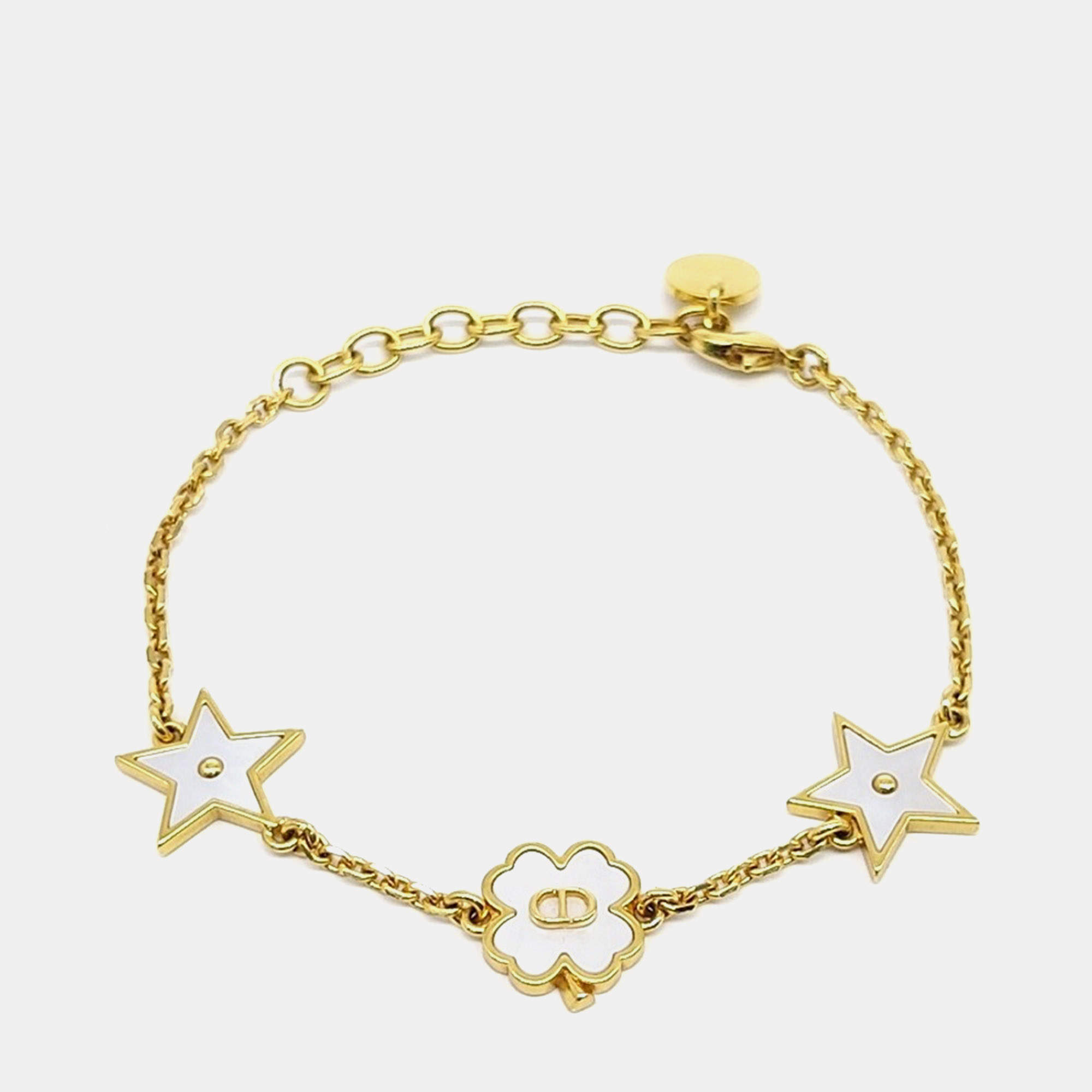 Pre Owned Christian Dior Destiny Gold Mother of Pearl Bracelet