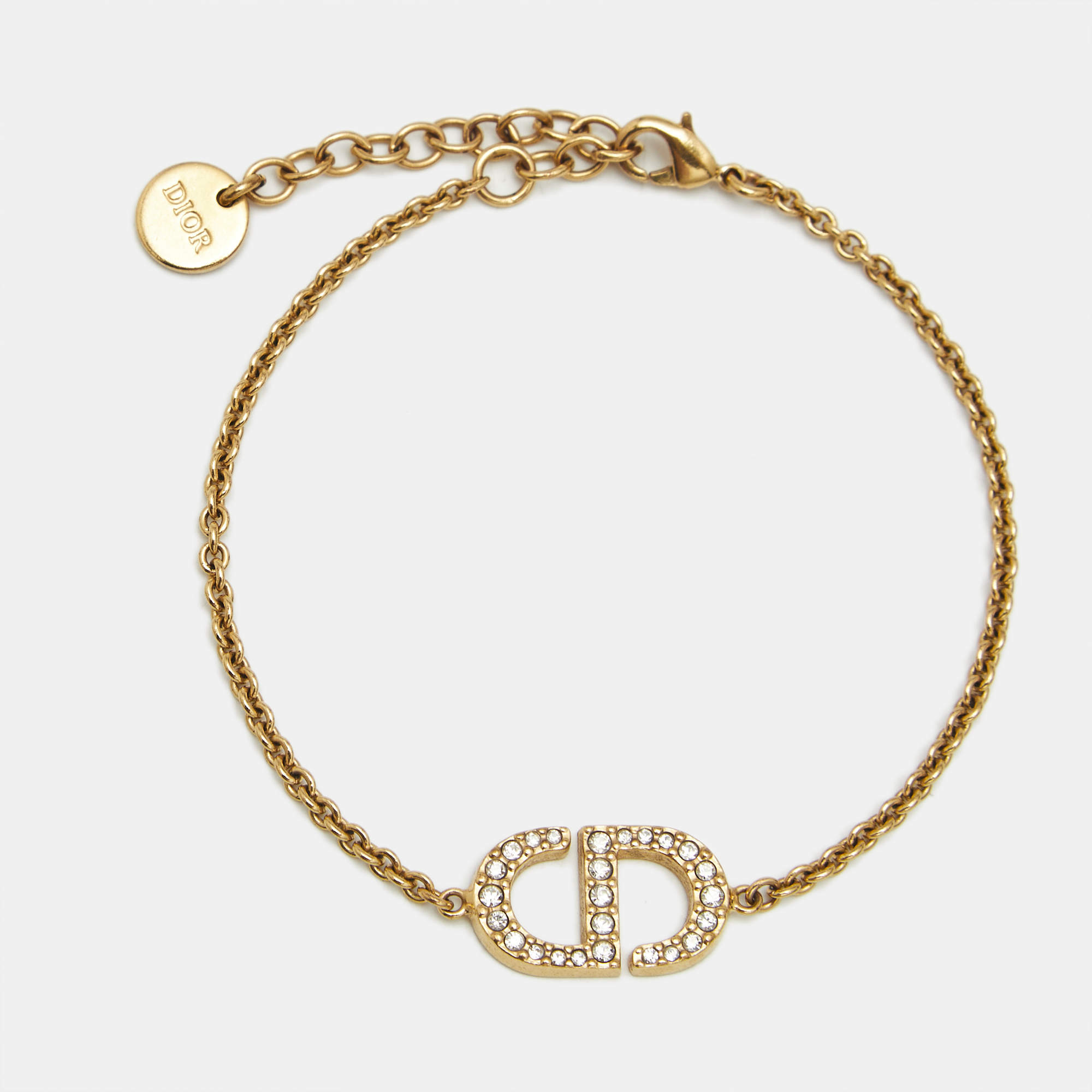 Pre Owned Dior CD Crystals Gold Tone Bracelet