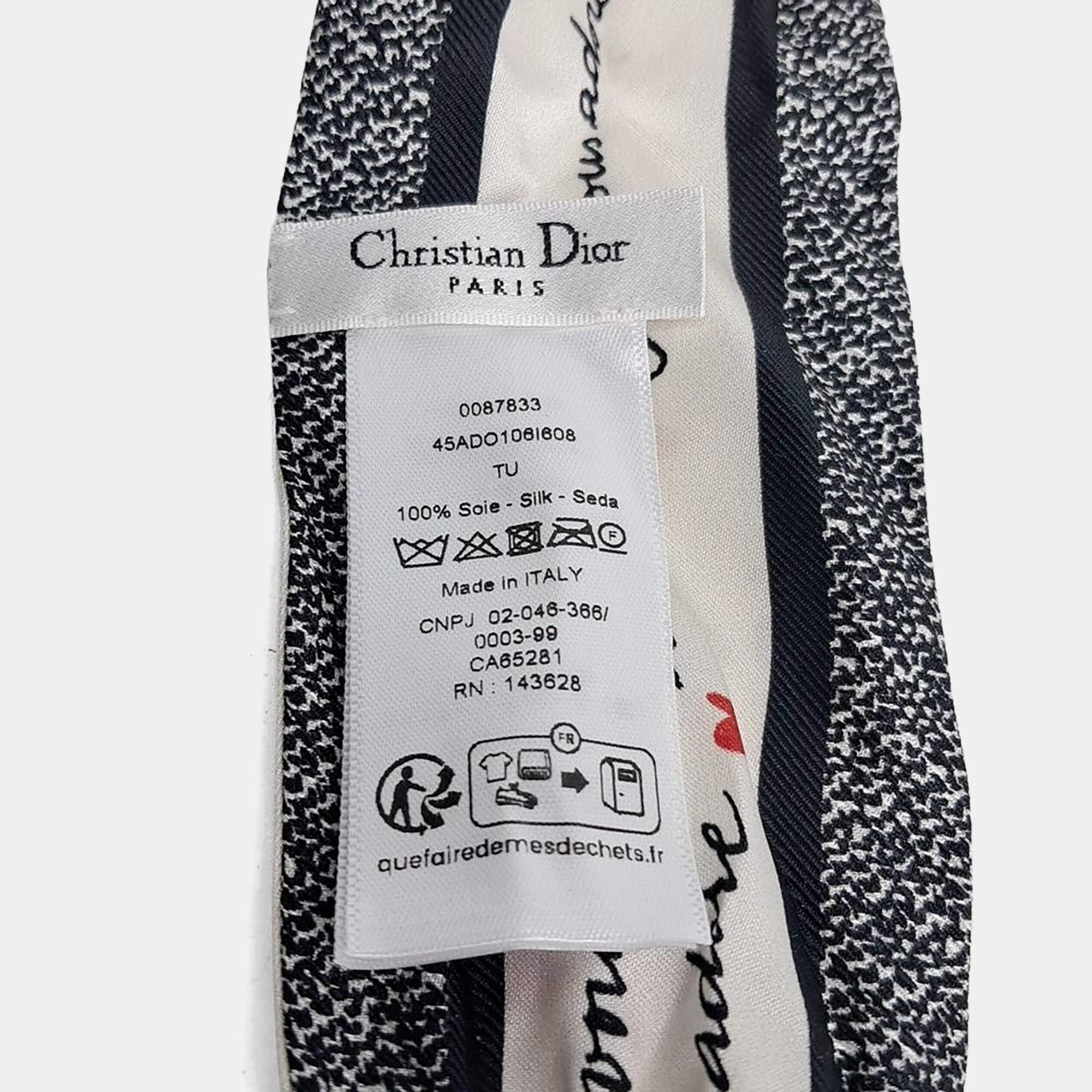 Dior Beige/Black 30 Montaigne Silk Mitzah scarf With Houndstooth