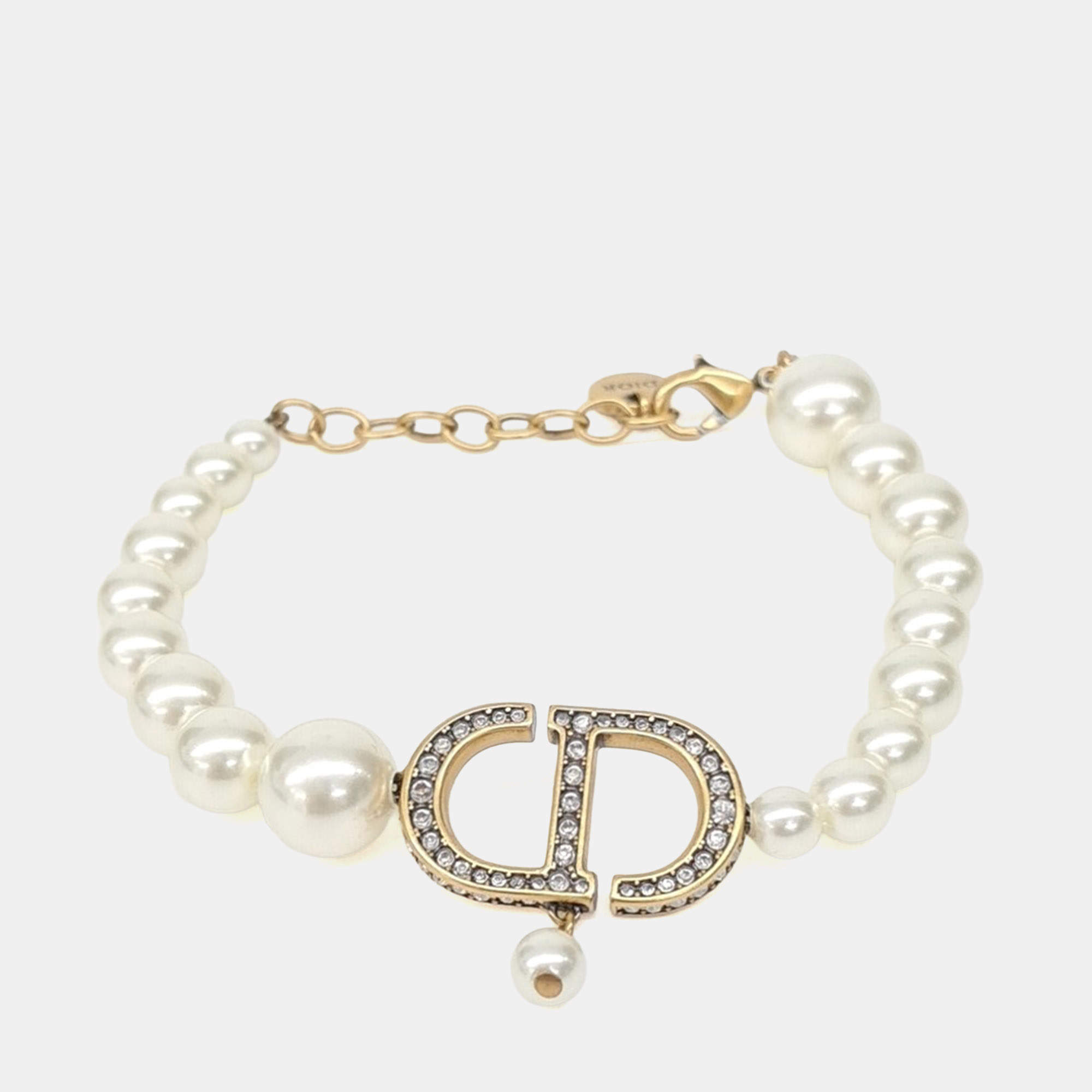 Pre Owned Christian Dior 30 Montaigne Gold Pearls Bracelet