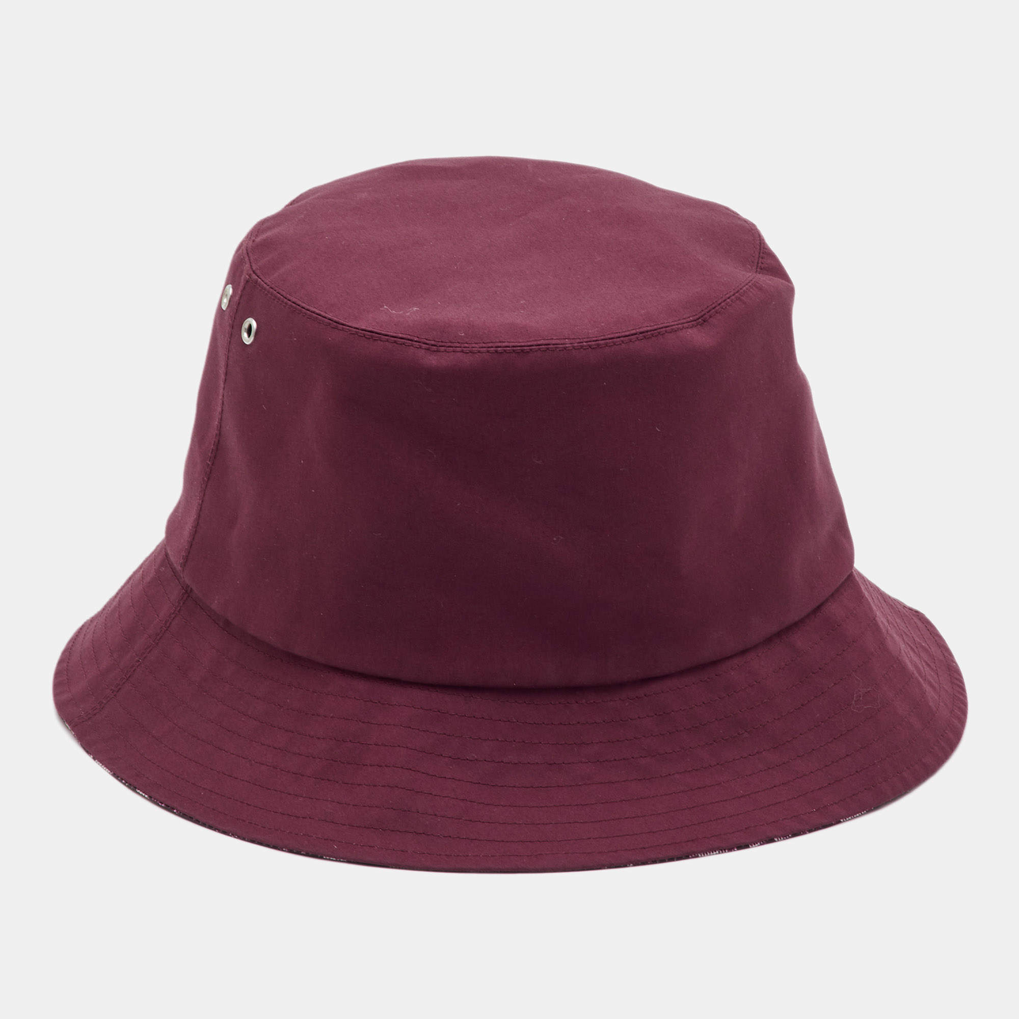 Pre Owned Christian Dior Burgundy Oblique Reversible Teddy-D Bucket Hat Size 57